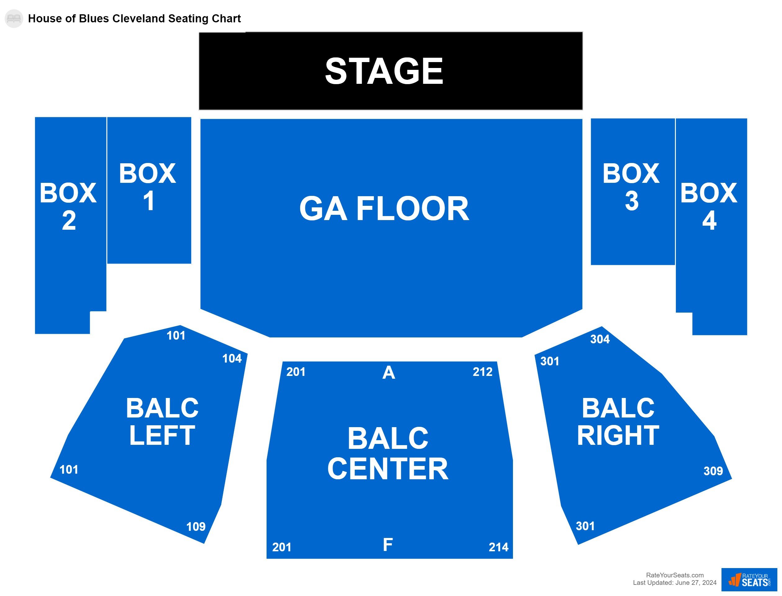 Interactive seating chart Concert seating chart at House of Blues Cleveland