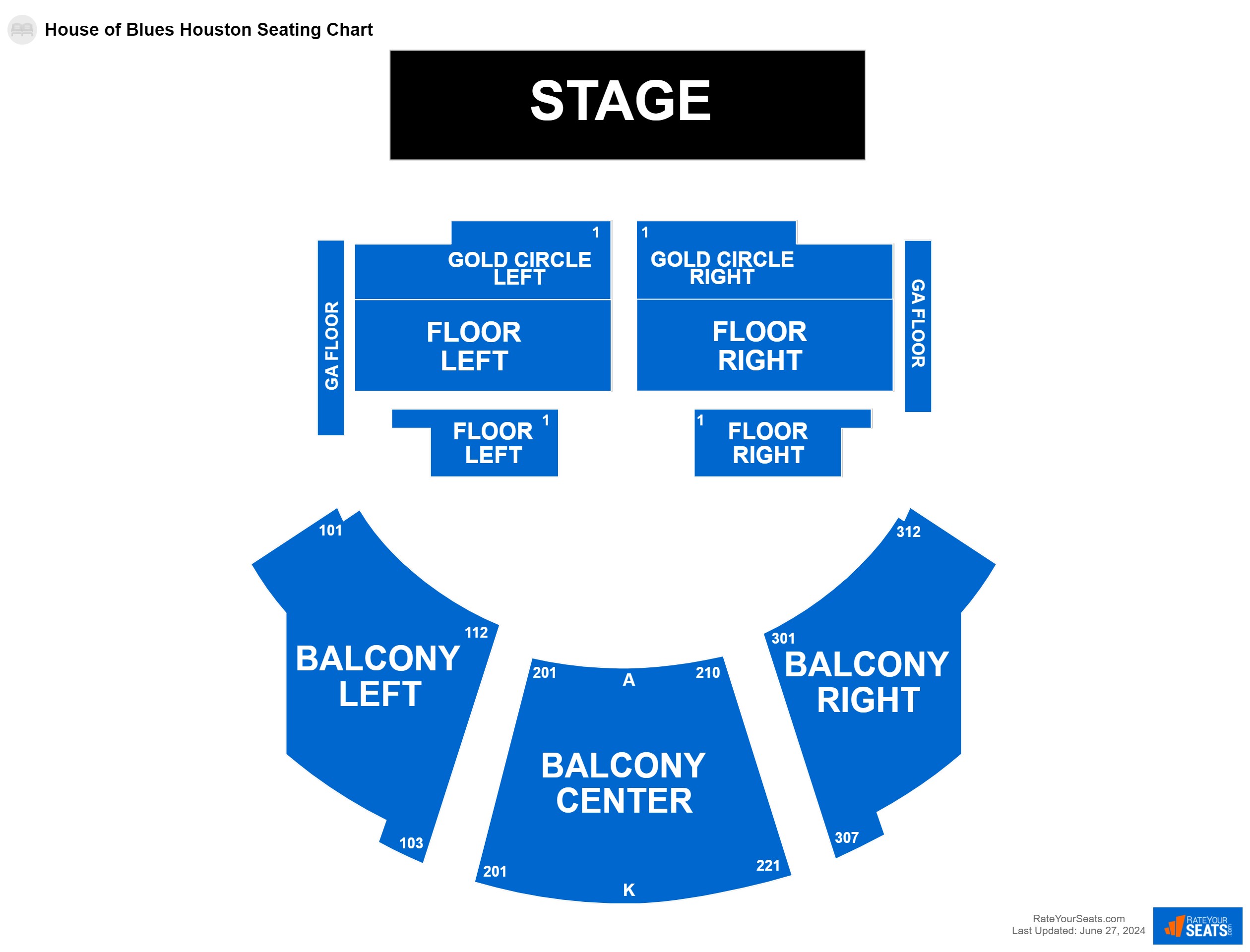 Interactive seating chart Comedy seating chart at House of Blues Houston