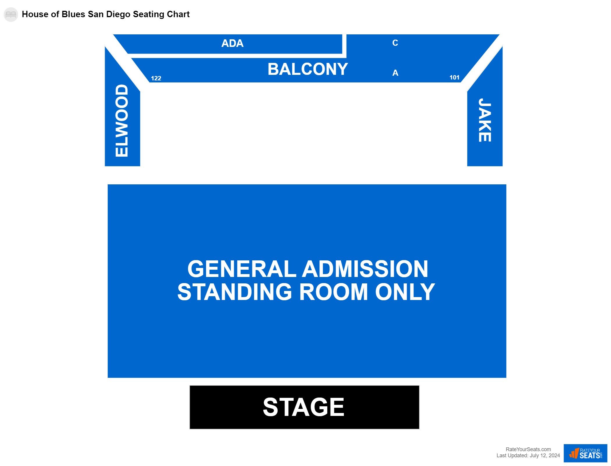 Interactive seating chart Concert seating chart at House of Blues San Diego