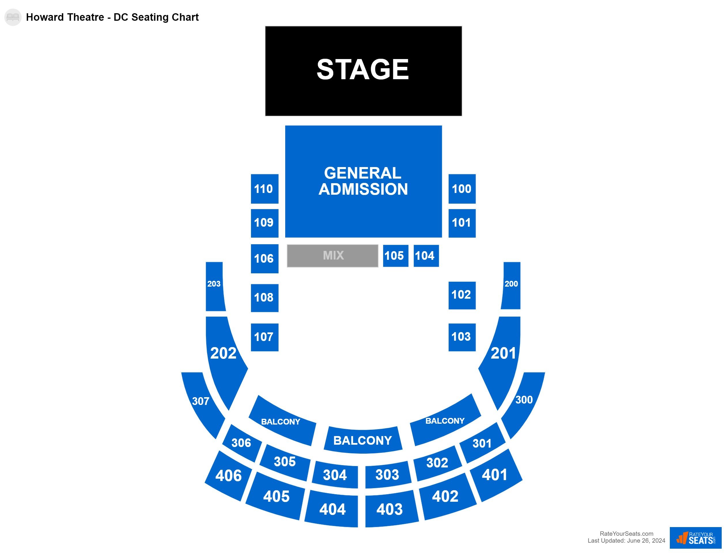Interactive seating chart Concert seating chart at Howard Theatre - DC