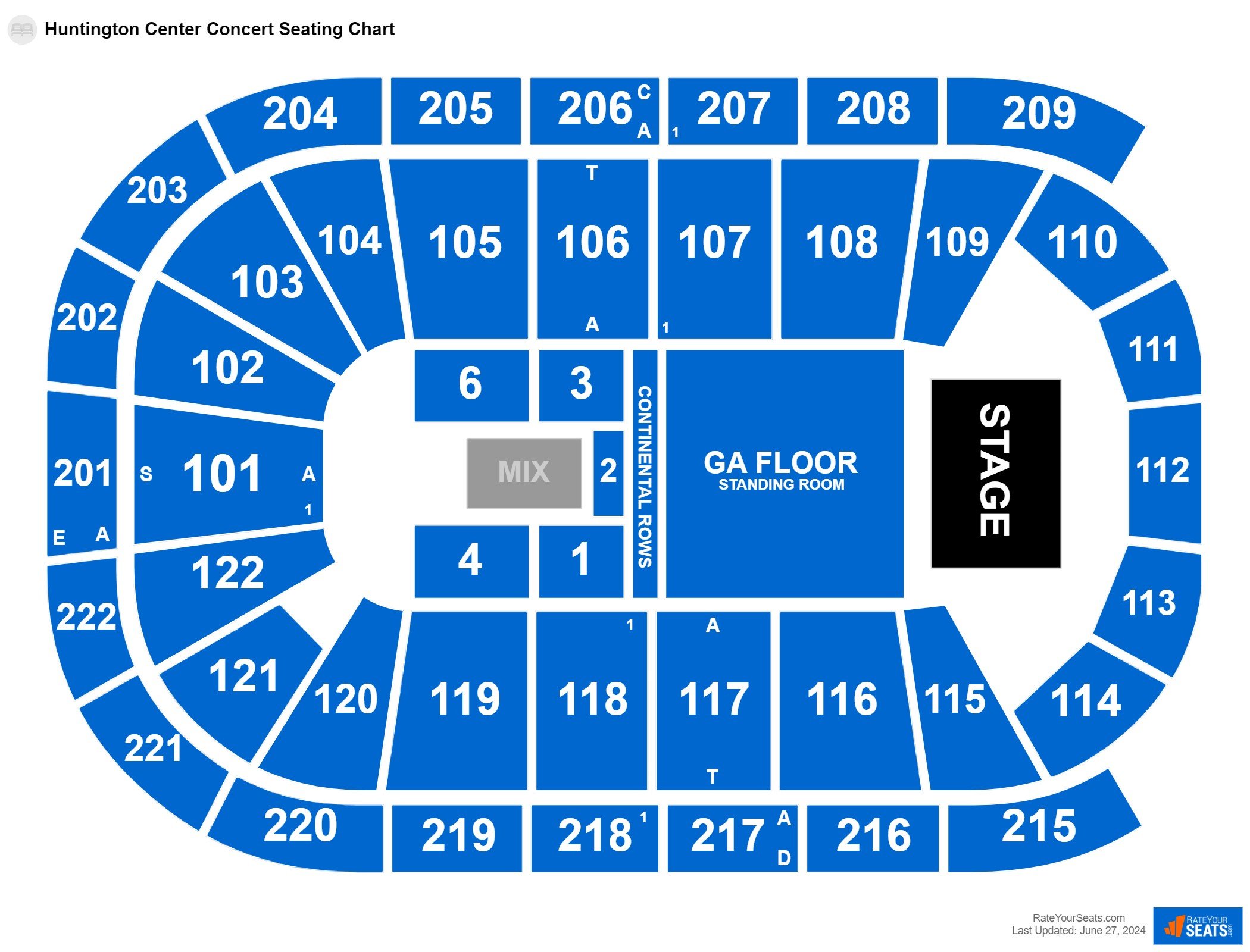 Interactive seating chart Concert seating chart at Huntington Center