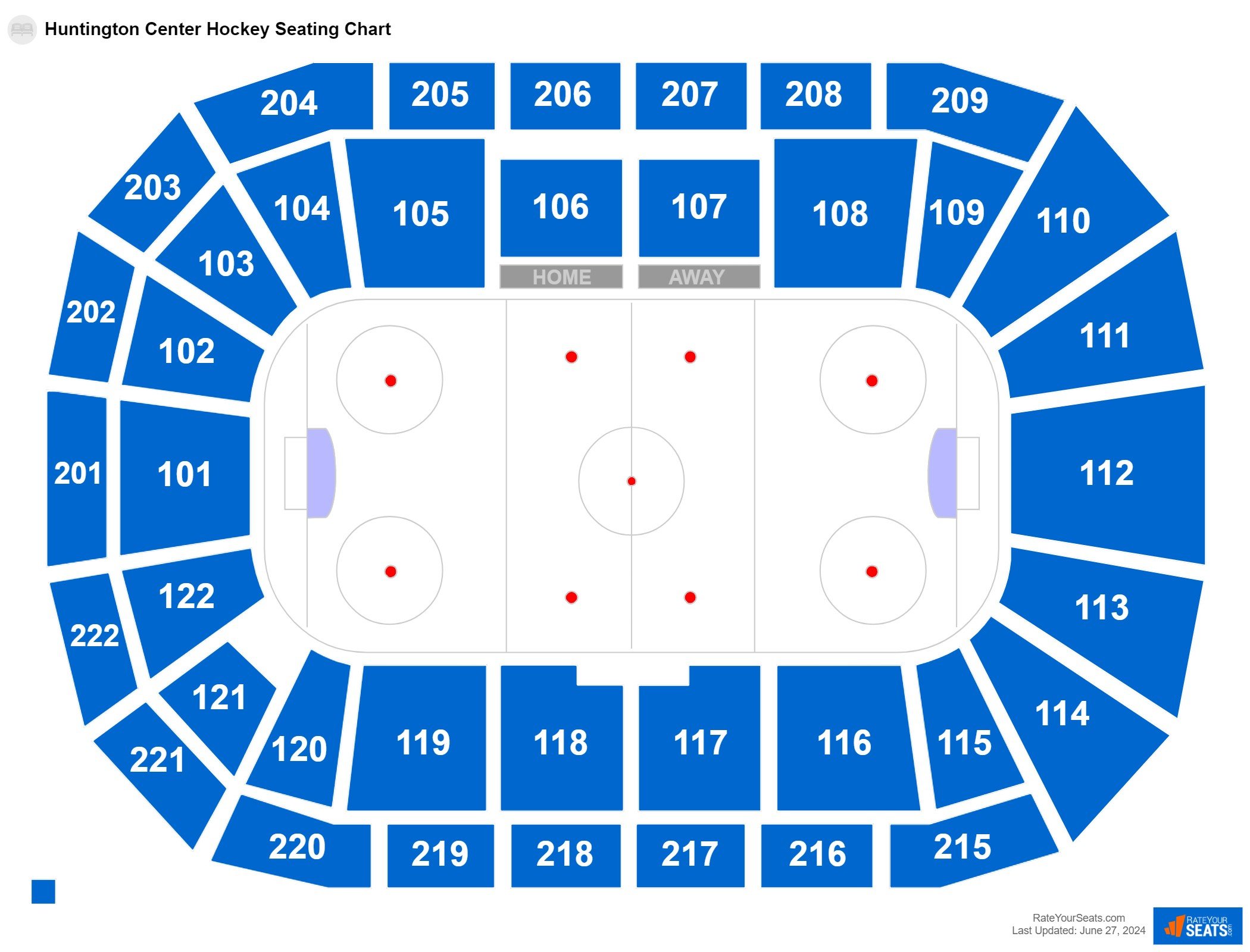 Interactive seating chart Hockey seating chart at Huntington Center