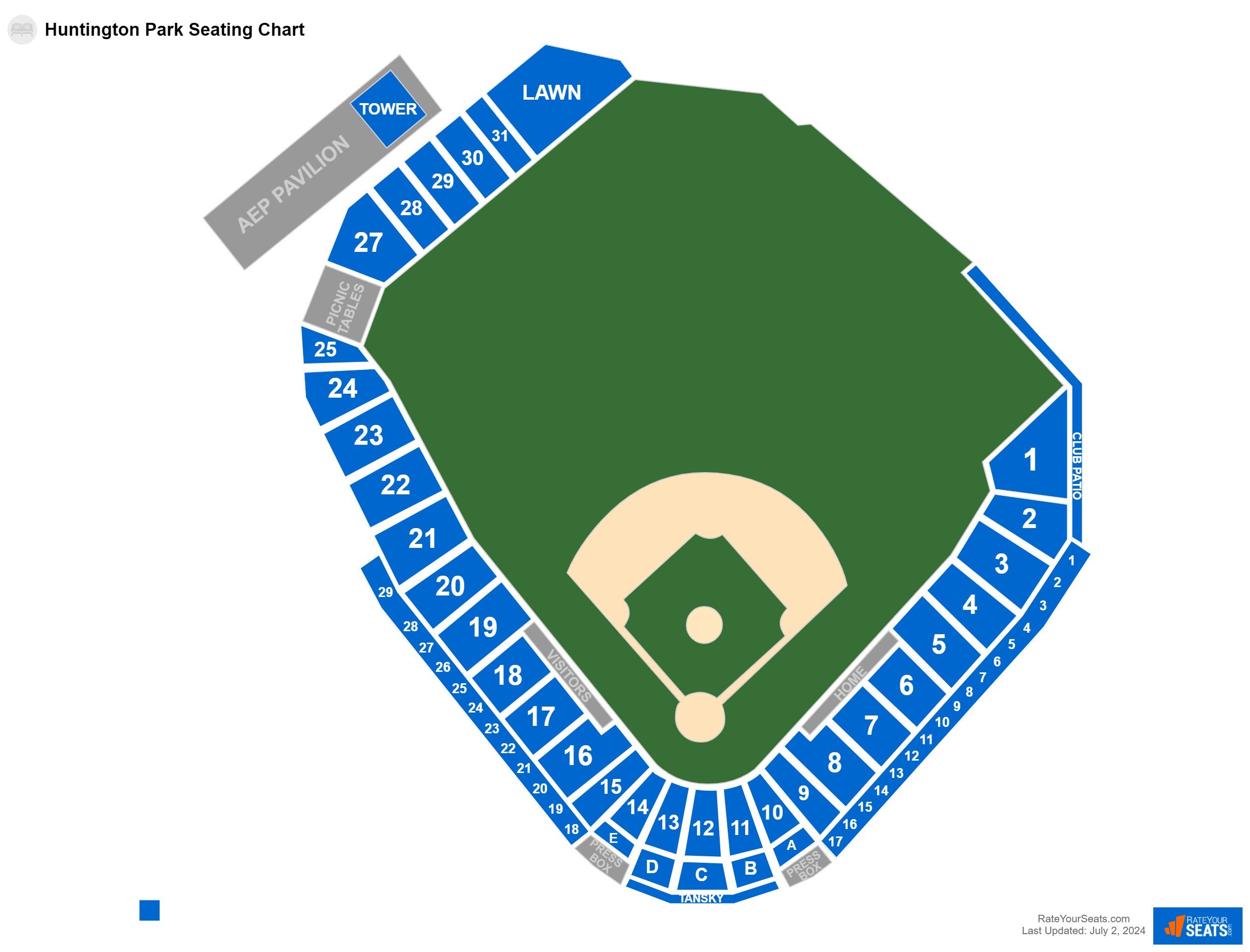 Interactive seating chart Baseball seating chart at Huntington Park