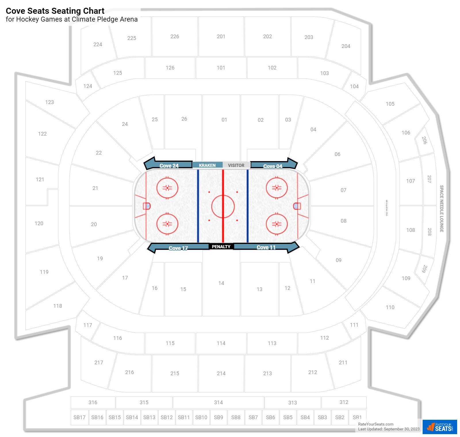 Hockey Ice Seats Seating Chart at Climate Pledge Arena