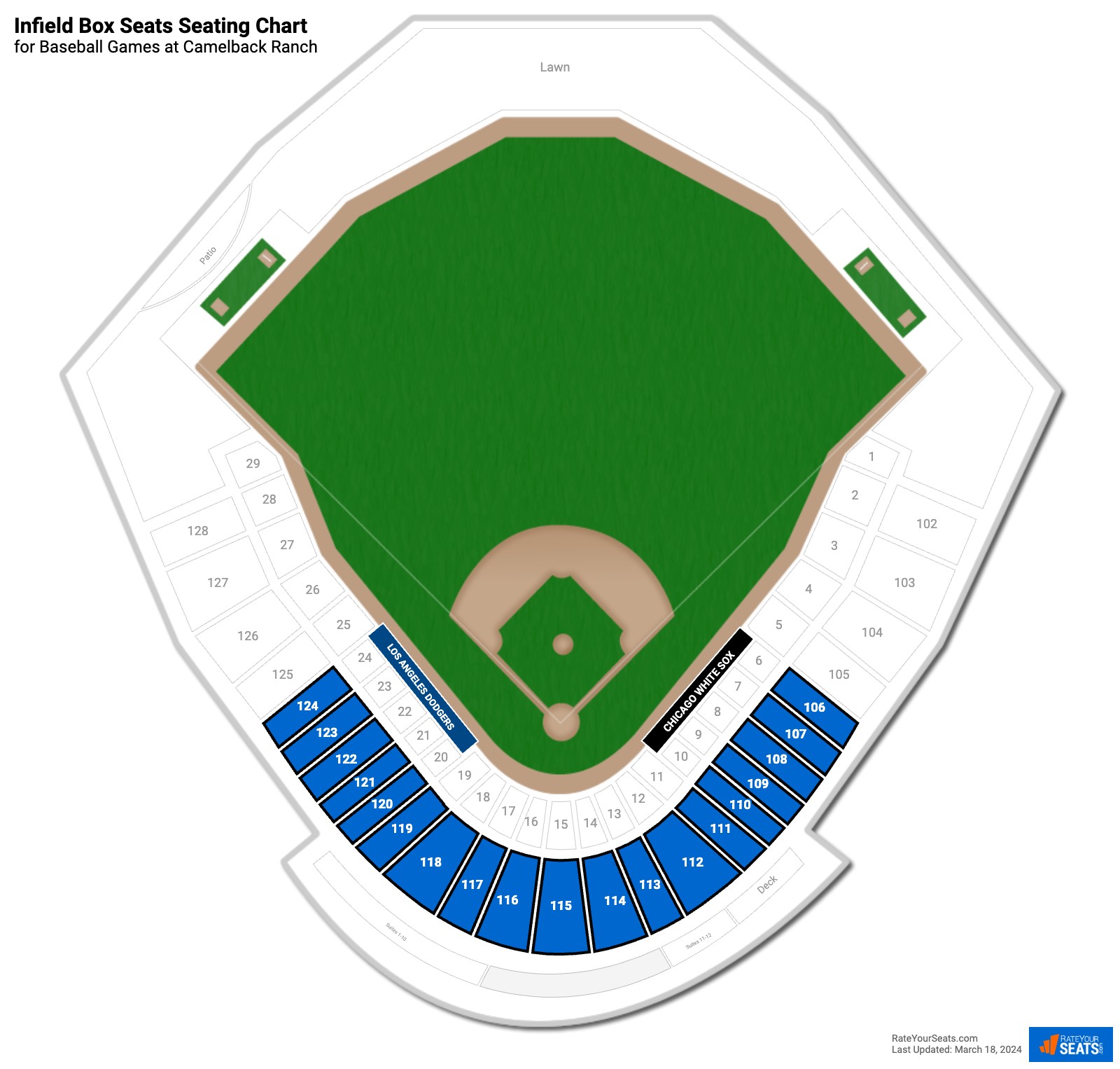 click to enlarge Baseball Infield Box Seats Seating Chart at Camelback Ranch