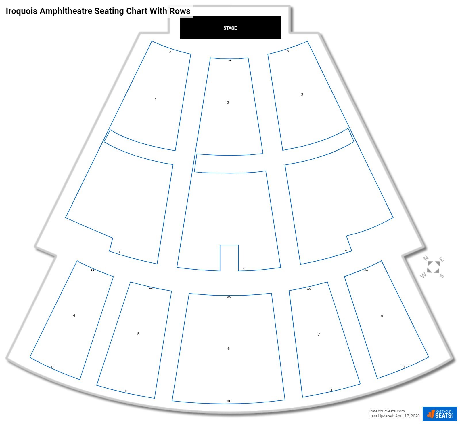 Iroquois Amphitheatre seating chart with rows