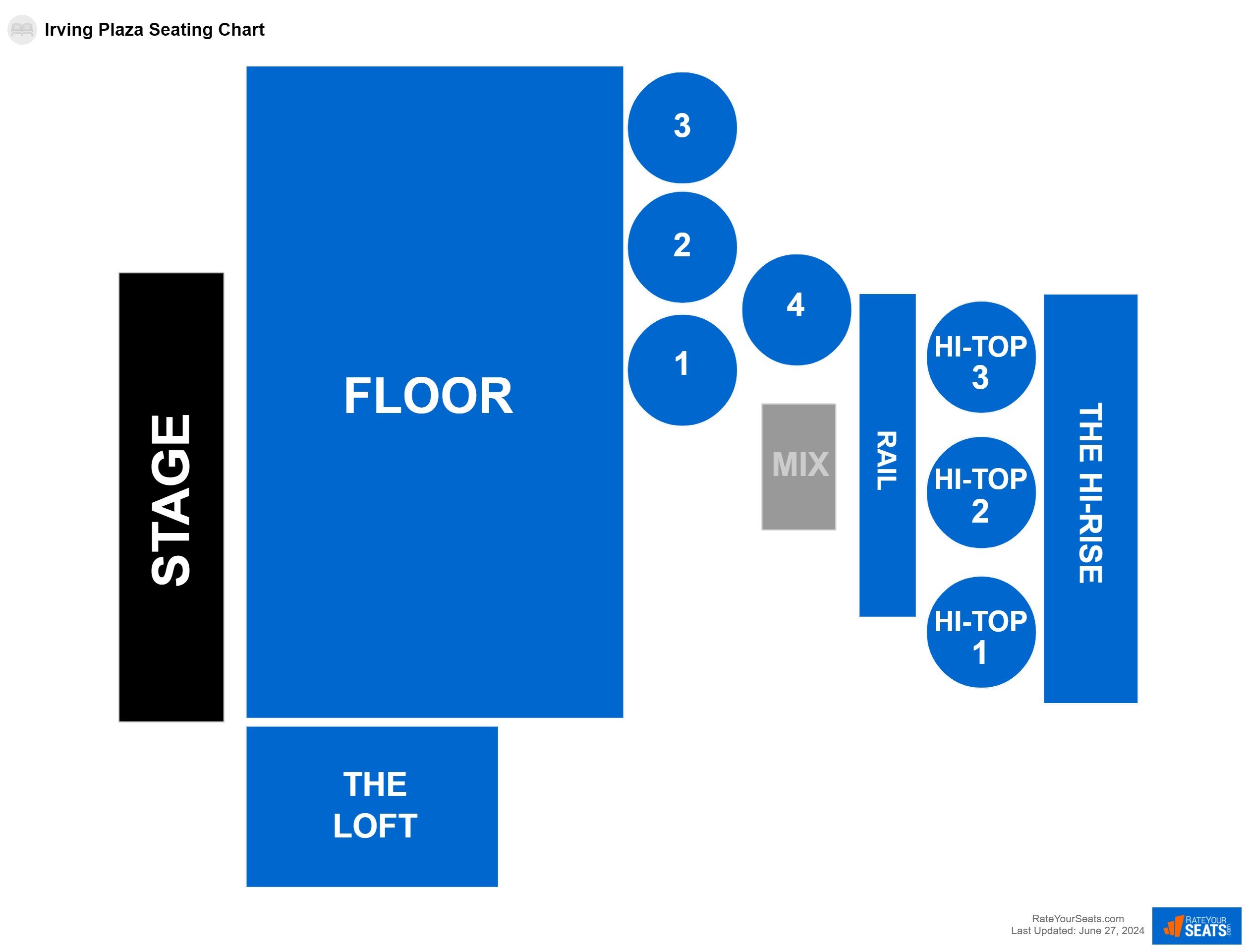 Interactive seating chart Concert seating chart at Irving Plaza