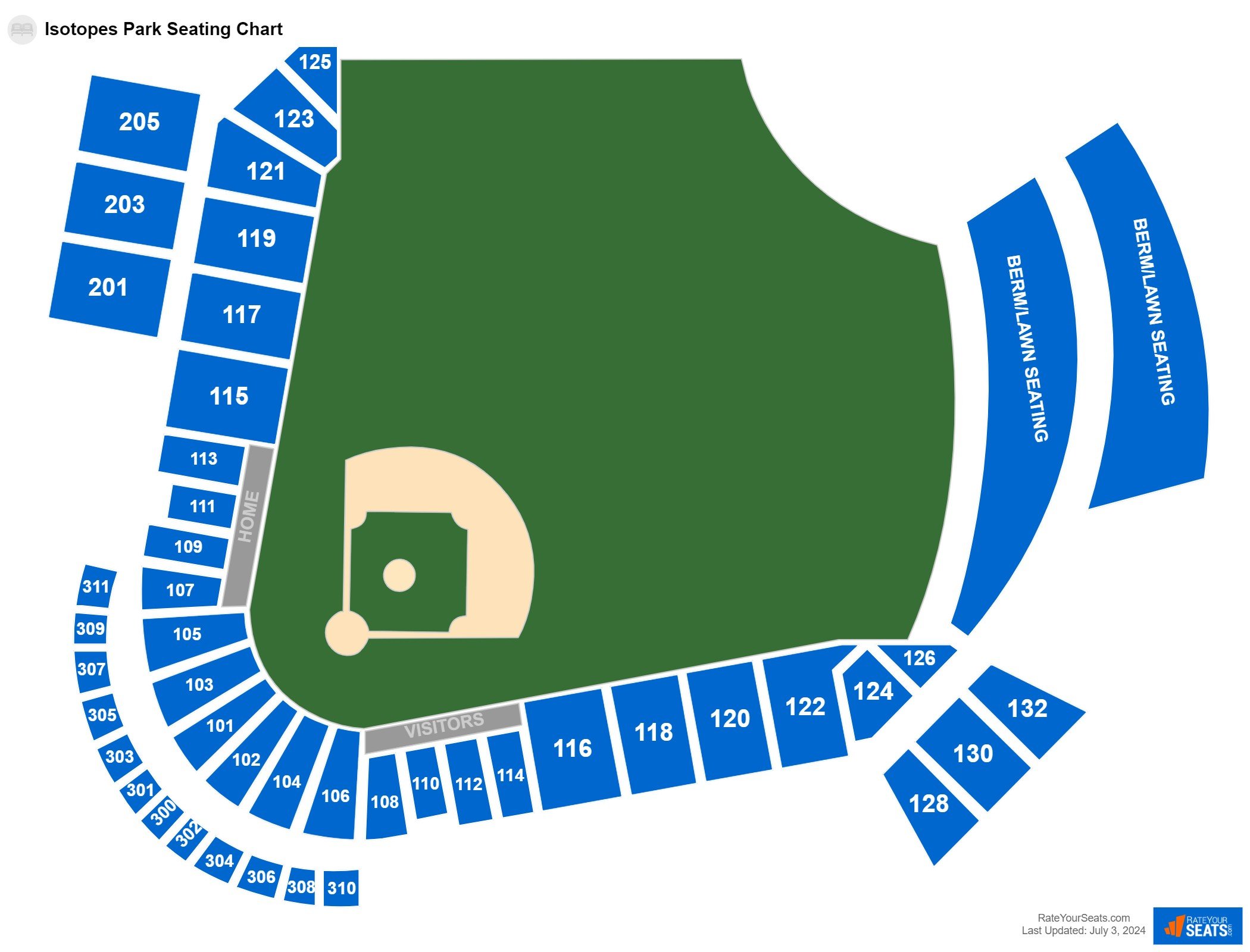 Interactive seating chart Baseball seating chart at Isotopes Park