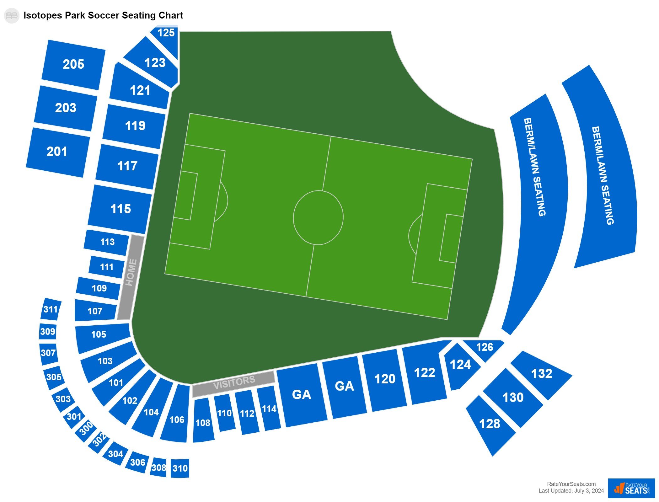 Interactive seating chart Soccer seating chart at Isotopes Park