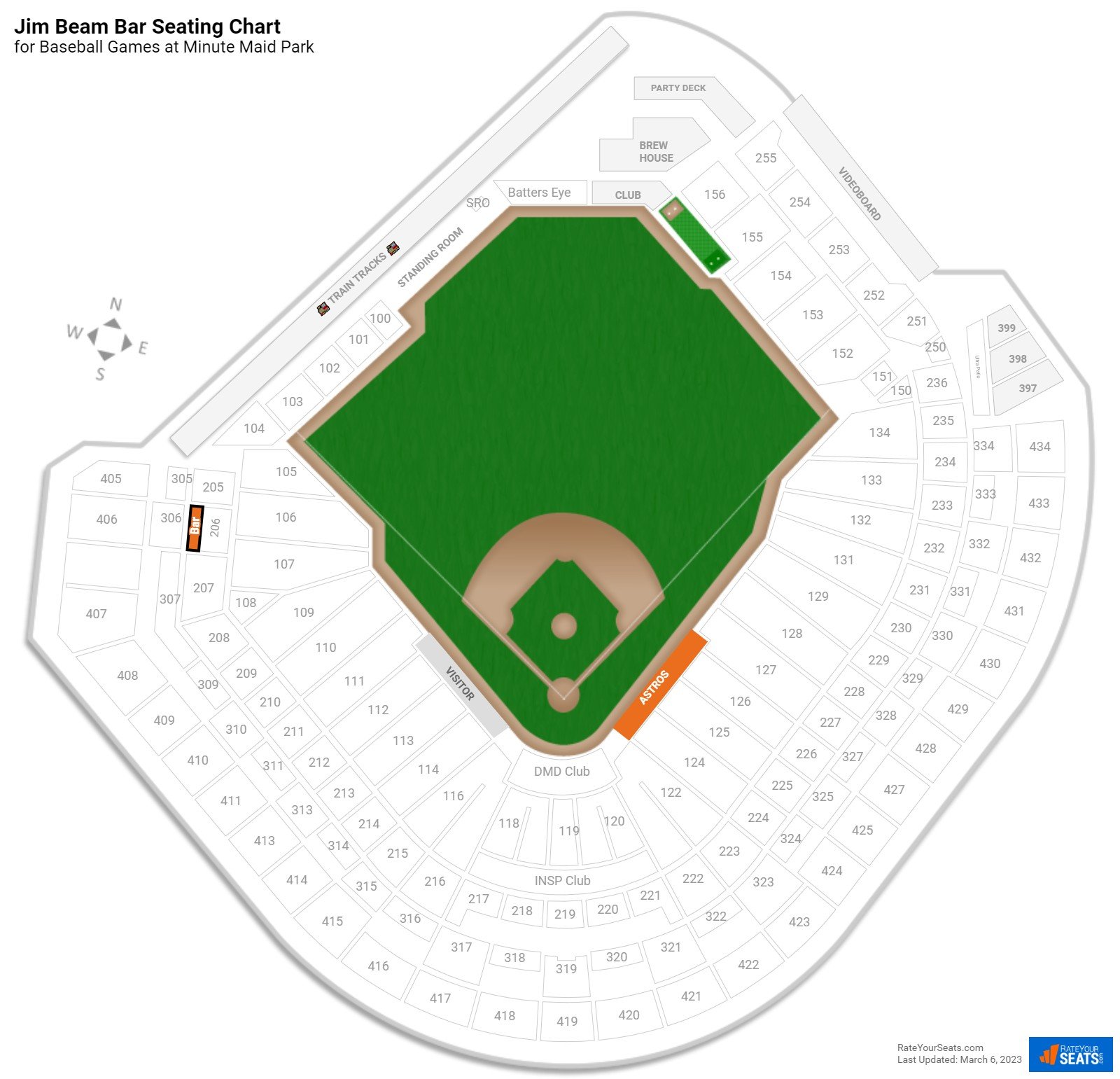click to enlarge Baseball Jim Beam Bar Seating Chart at Daikin Park
