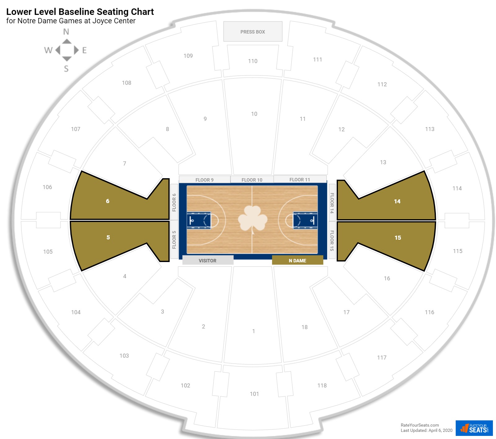 Notre Dame Seating Chart