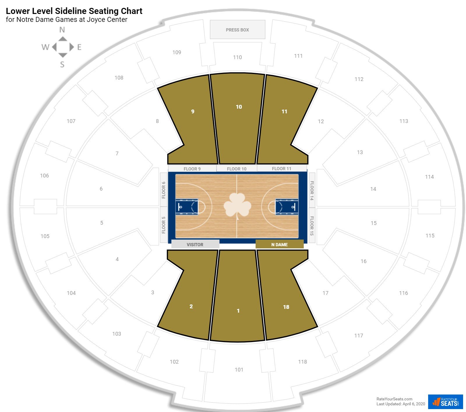 Notre Dame Seating Chart View