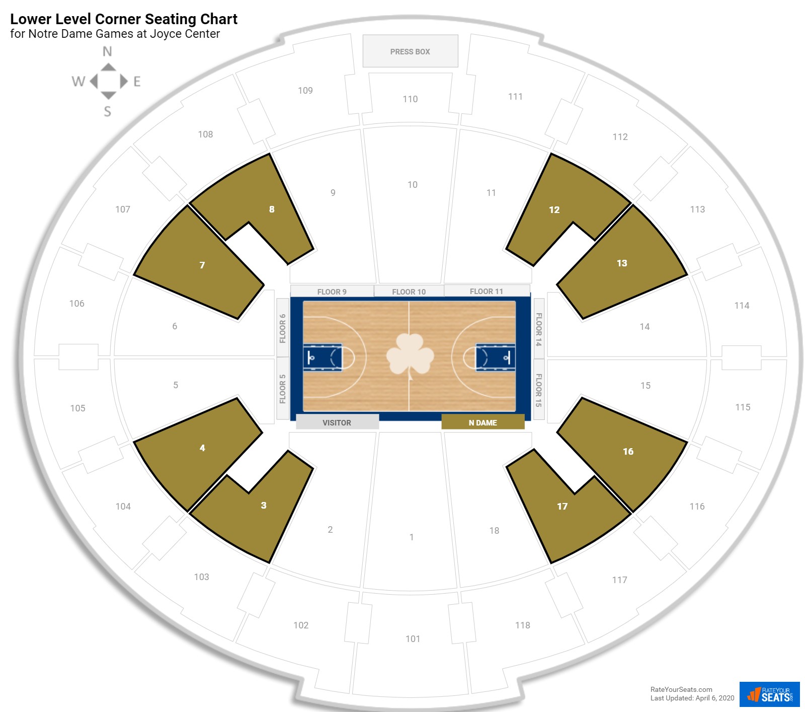 Notre Dame Seating Chart