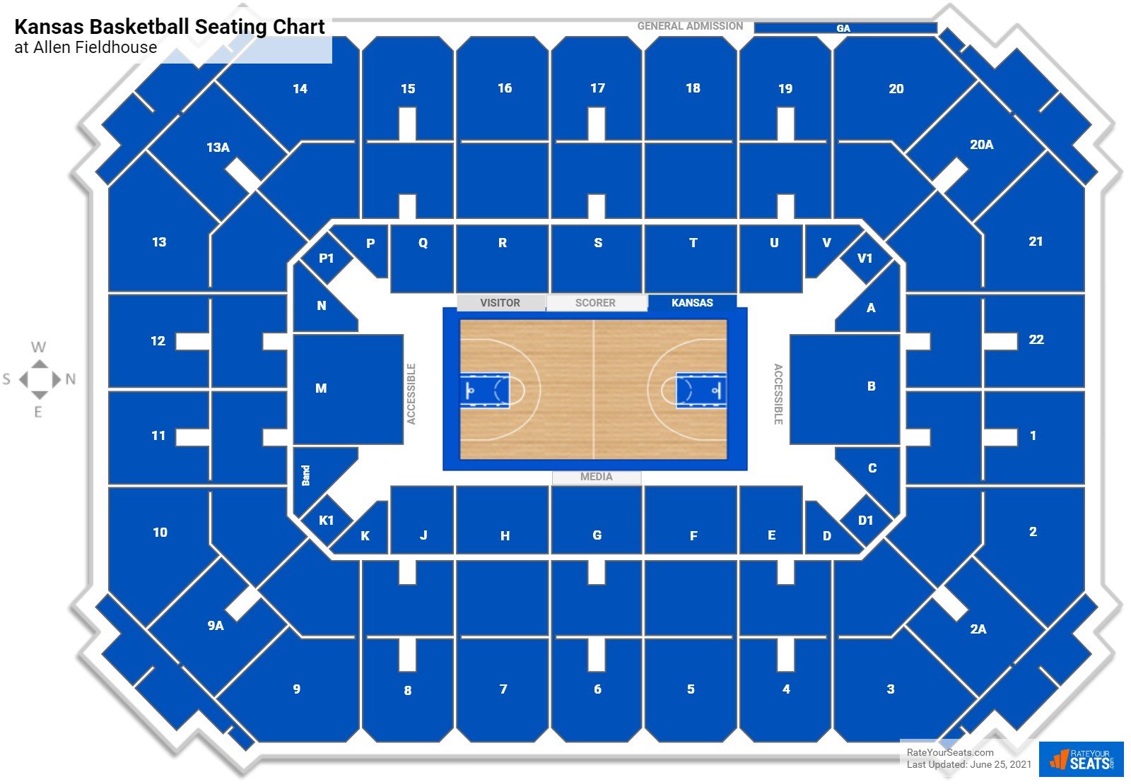 Kansas Jayhawks Seating Chart at Allen Fieldhouse