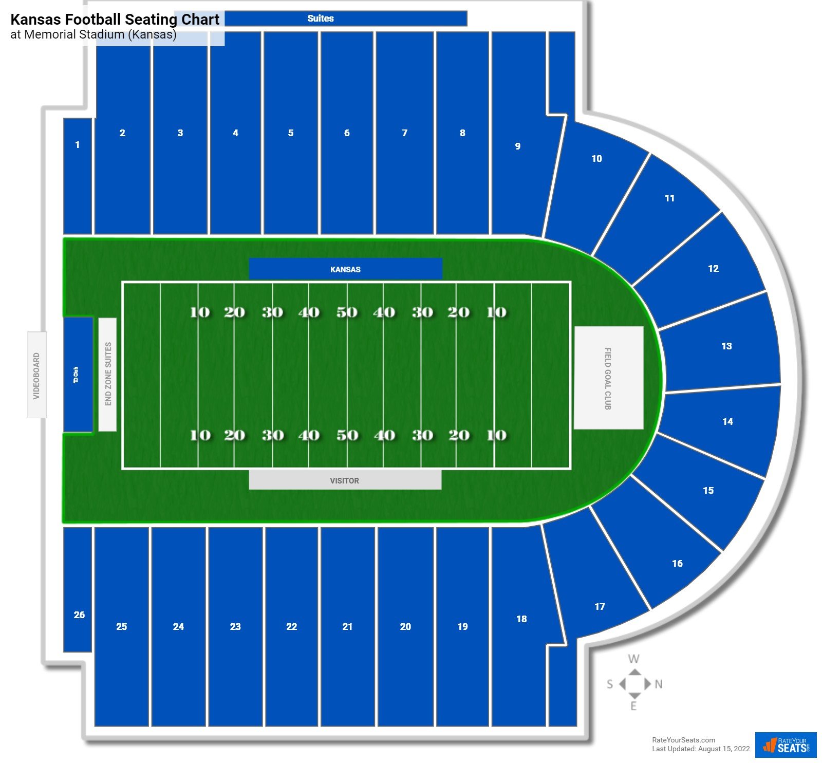 Kansas Jayhawks Seating Chart at Memorial Stadium (Kansas)