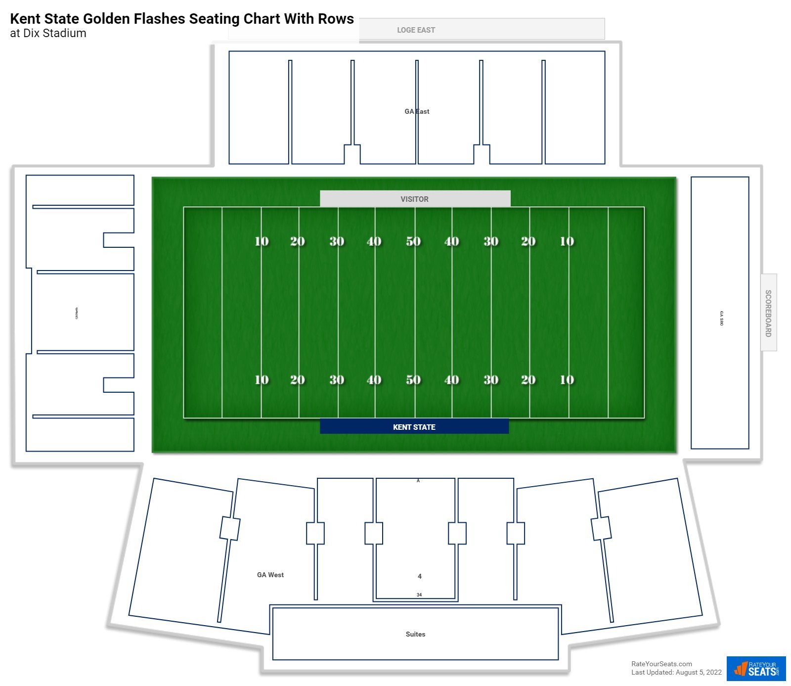 Dix Stadium seating chart with row numbers