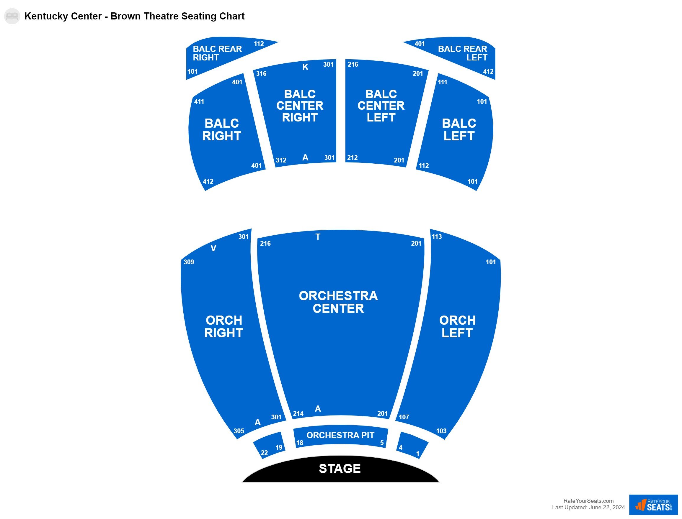 Interactive seating chart Comedy seating chart at Kentucky Center - Brown Theatre