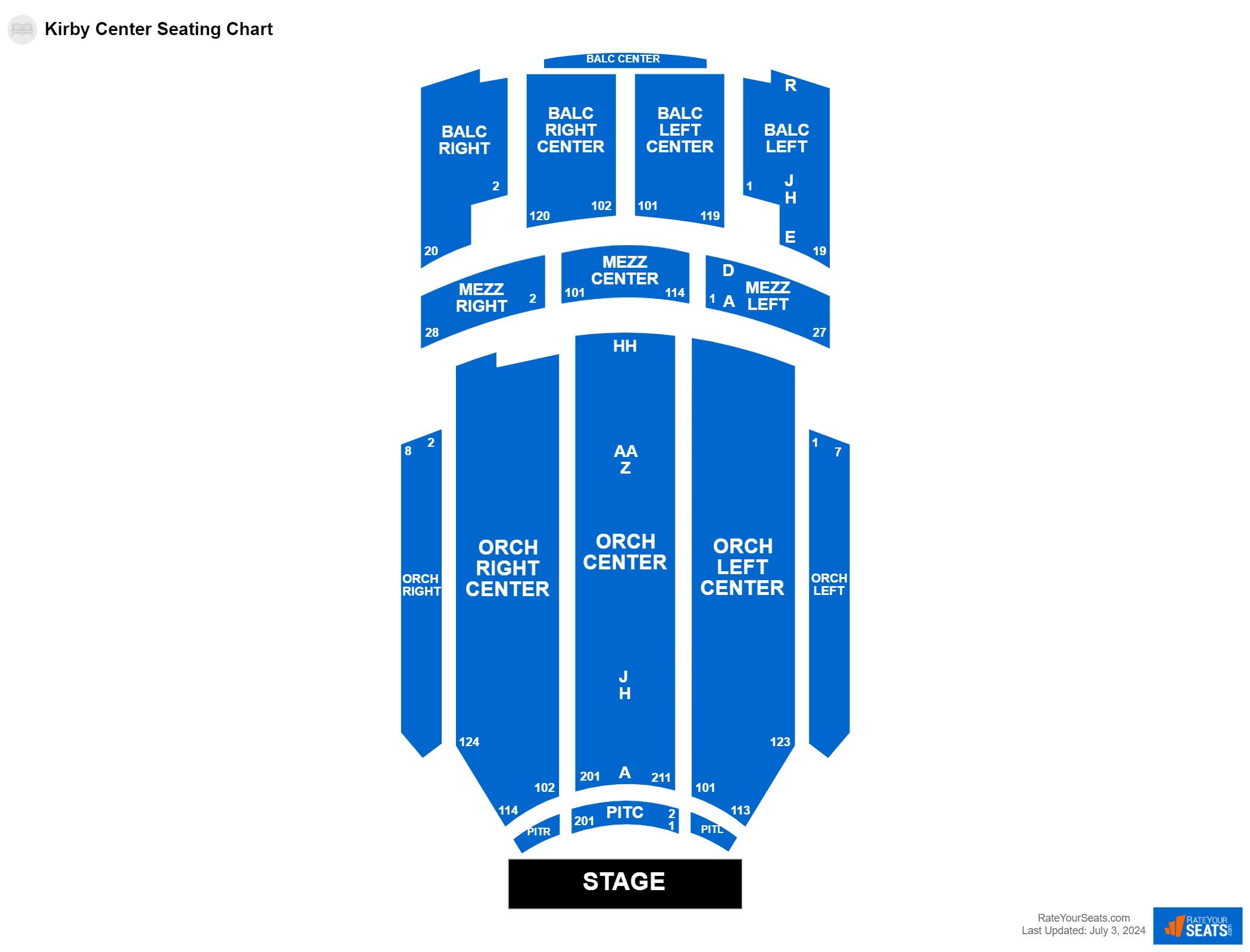 Interactive seating chart Comedy seating chart at Kirby Center