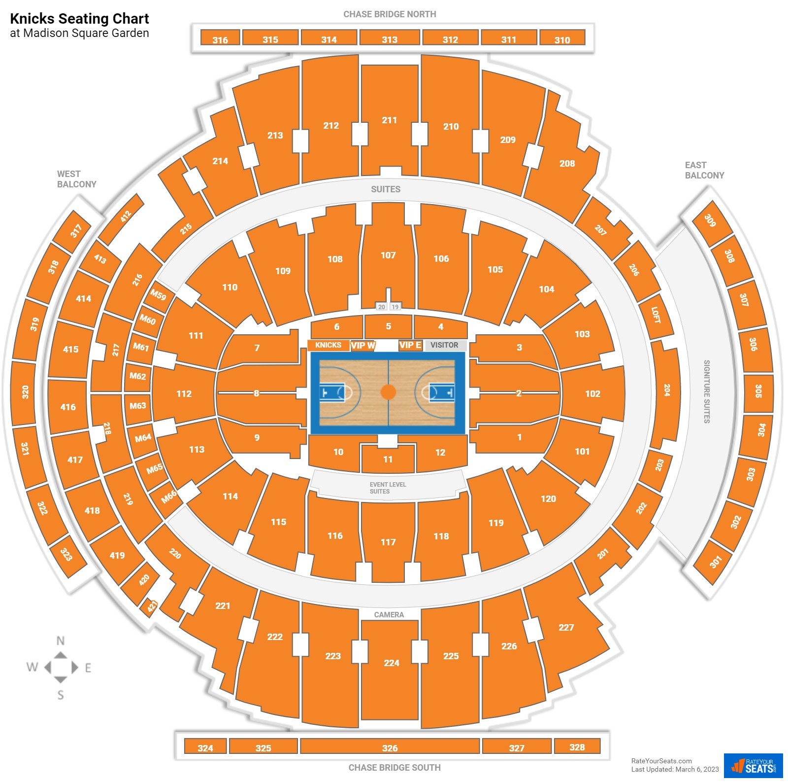 New York Knicks Seating Chart at Madison Square Garden