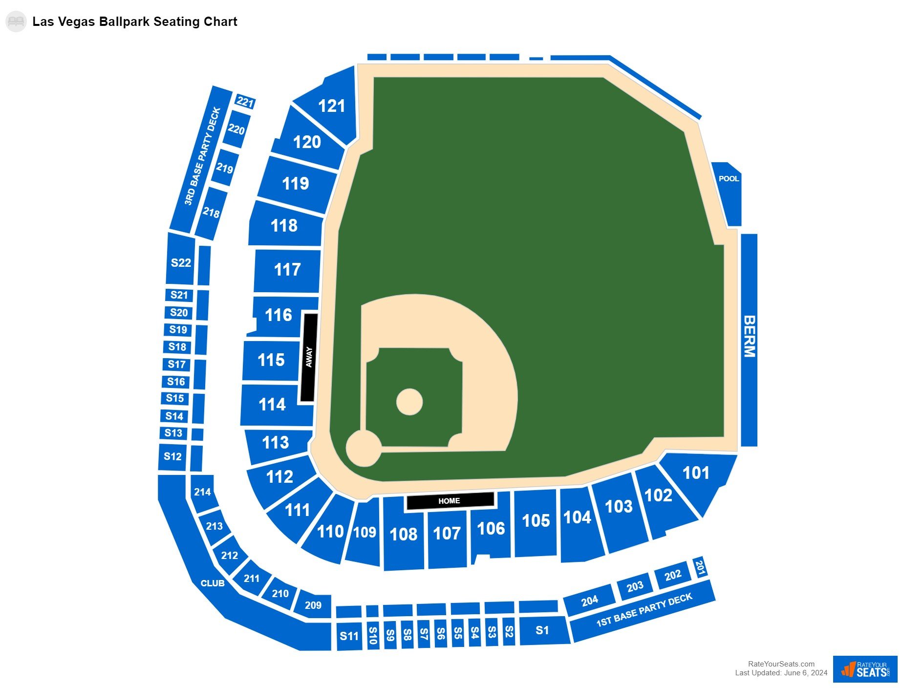 Interactive seating chart Baseball seating chart at Las Vegas Ballpark