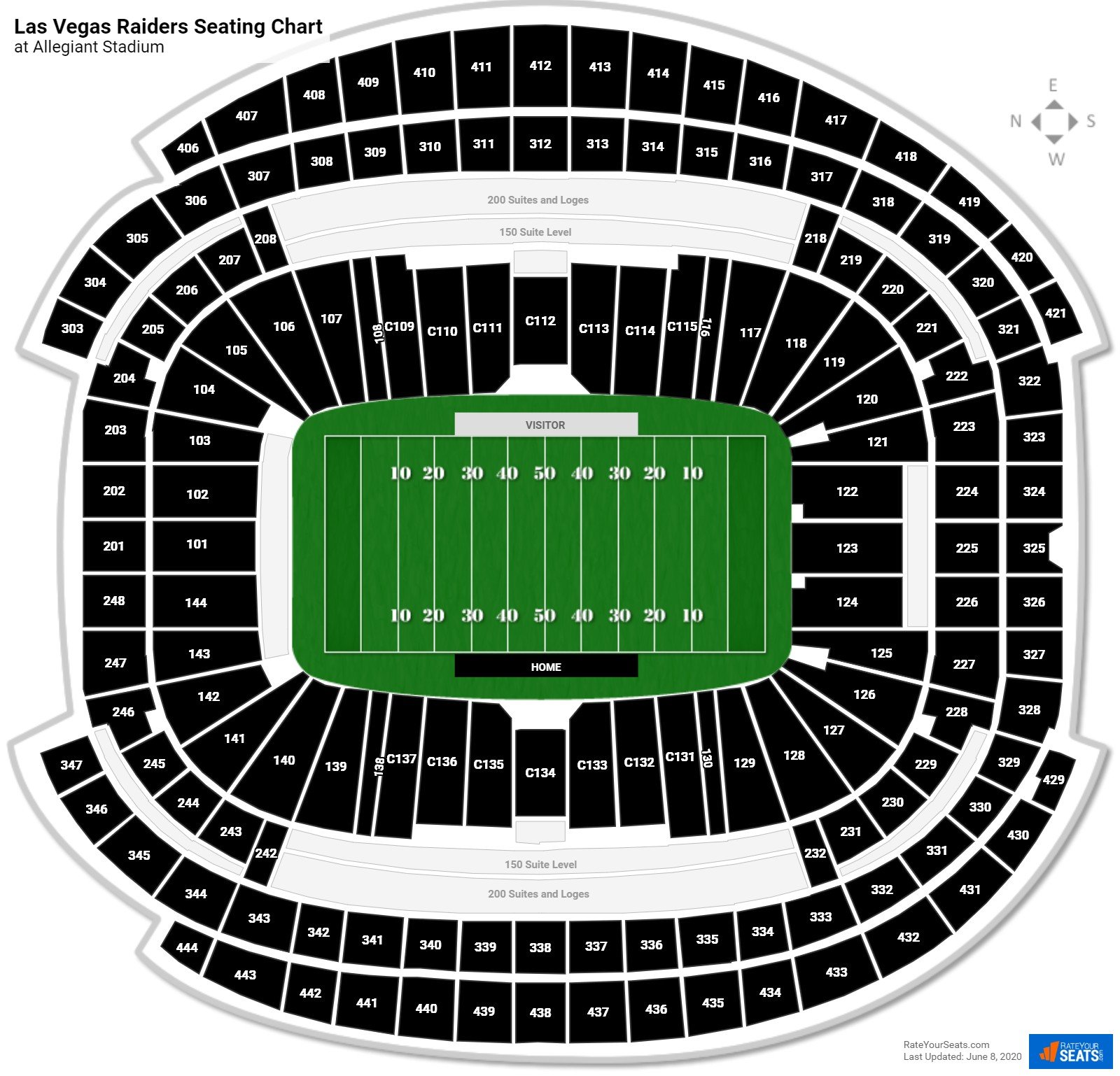 Las Vegas Raiders Seating Charts At Allegiant Stadium