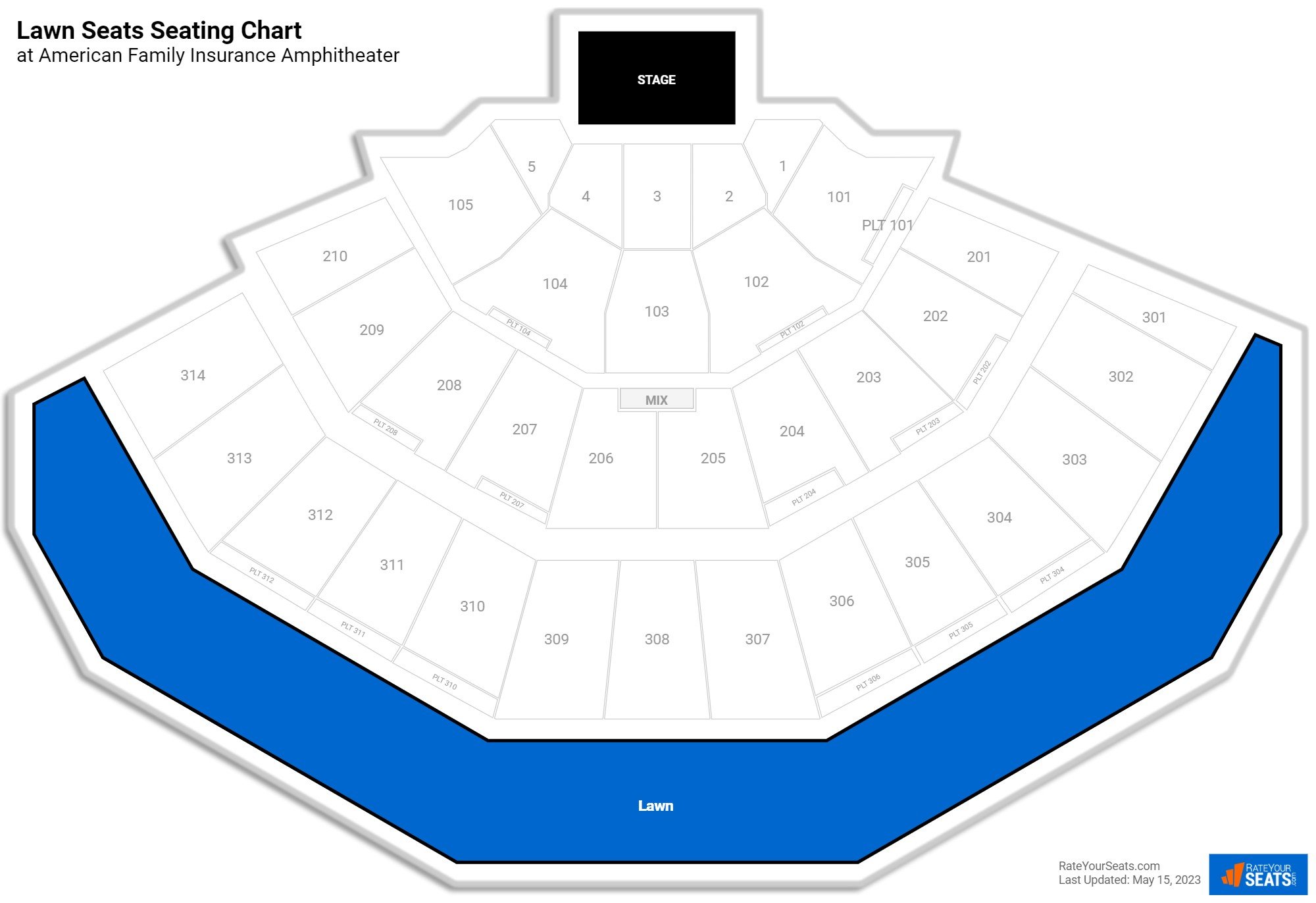Concert Lawn Seats Seating Chart at American Family Insurance Amphitheater