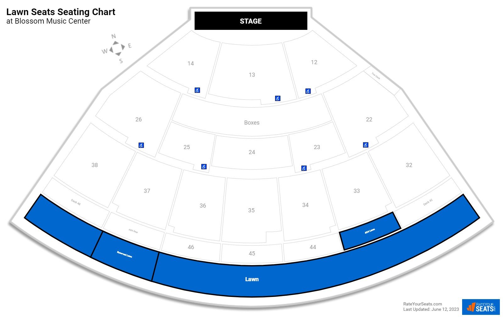 Concert Lawn Seats Seating Chart at Blossom Music Center