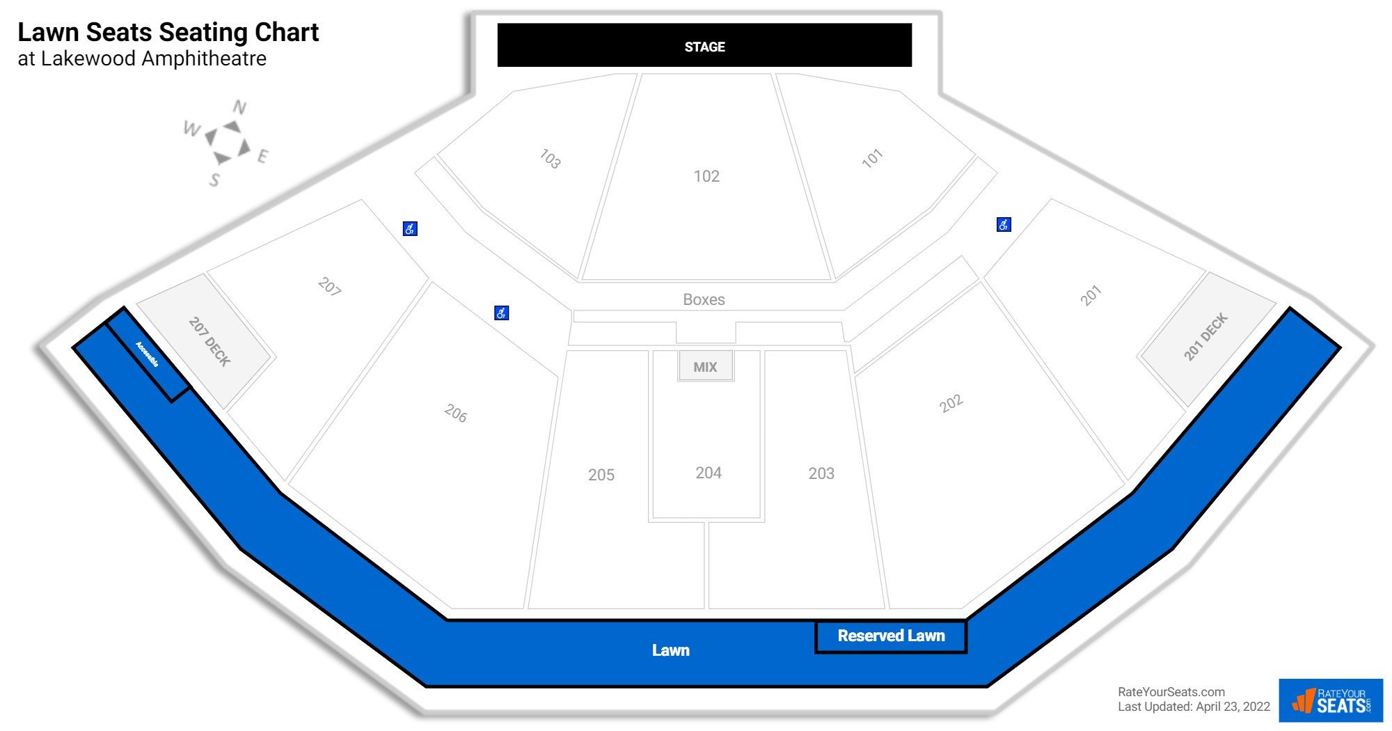 Concert Lawn Seats Seating Chart at Lakewood Amphitheatre