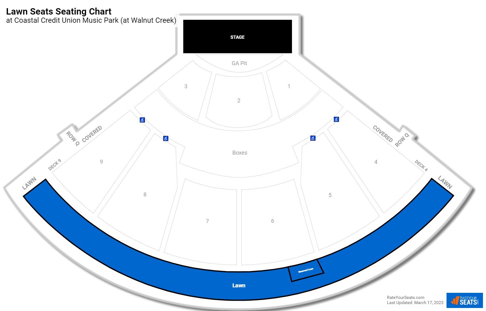 Concert Lawn Seats Seating Chart at Coastal Credit Union Music Park (at Walnut Creek)