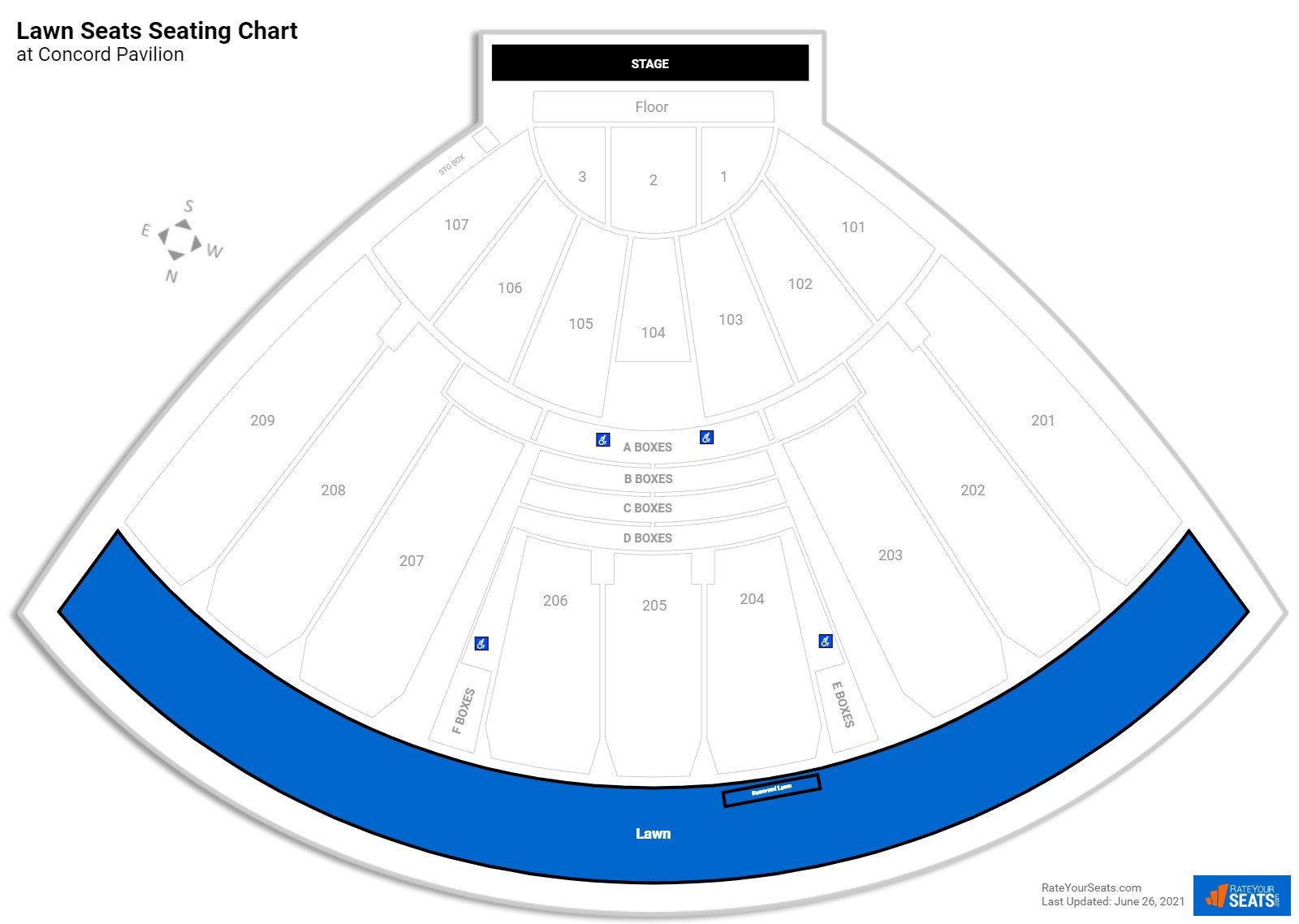 Concert Lawn Seats Seating Chart at Concord Pavilion