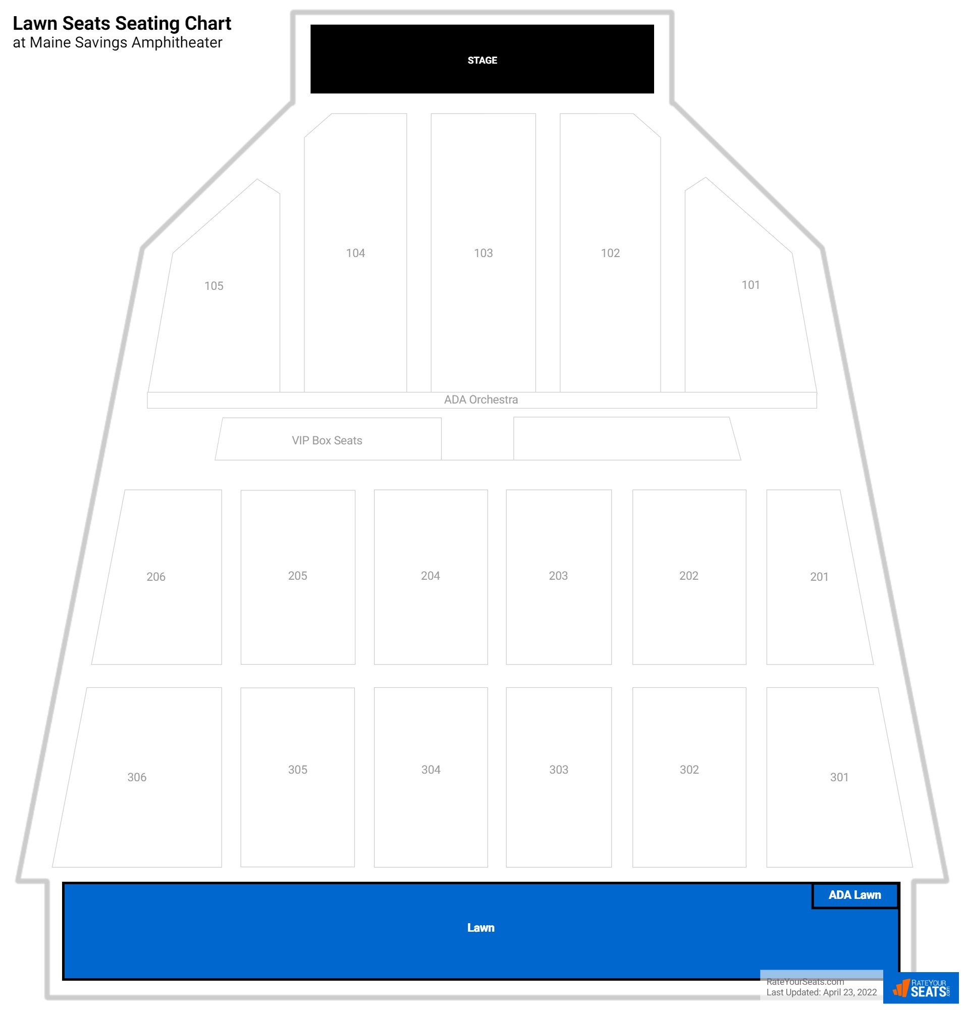 Concert Lawn Seats Seating Chart at Maine Savings Amphitheater