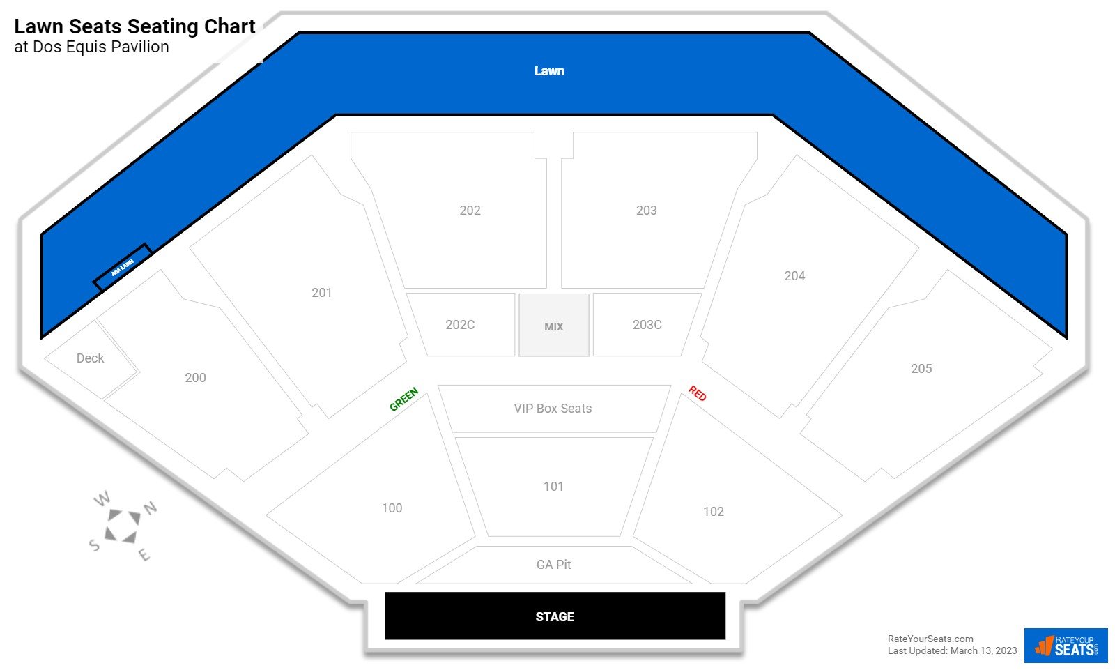 click to enlarge Concert Lawn Seats Seating Chart at Dos Equis Pavilion