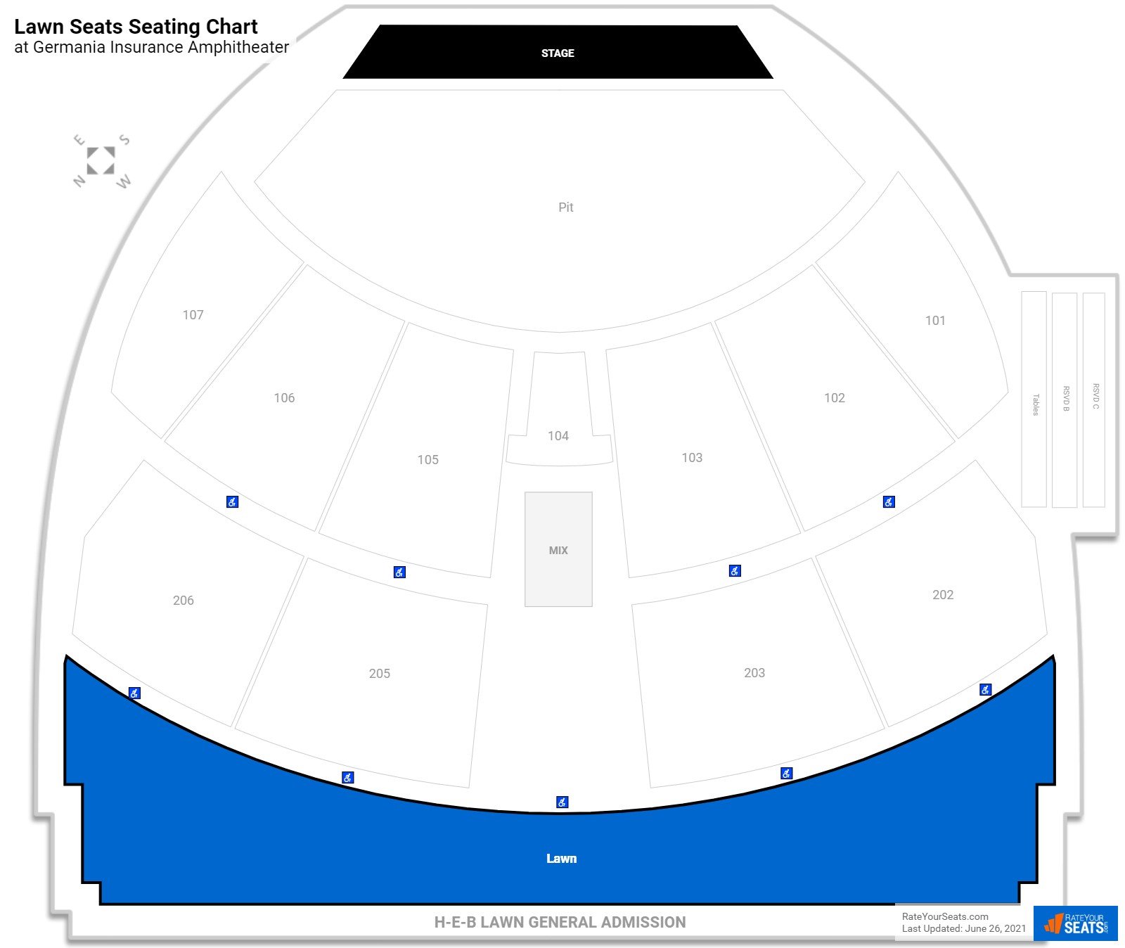 Concert Lawn Seats Seating Chart at Germania Insurance Amphitheater