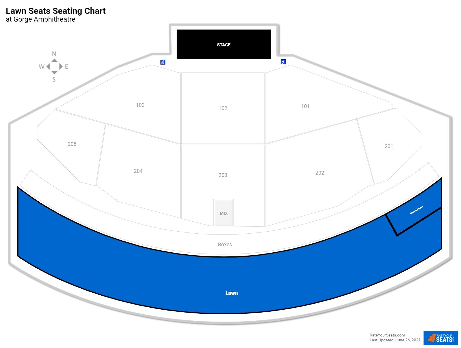 click to enlarge Concert Lawn Seats Seating Chart at Gorge Amphitheatre