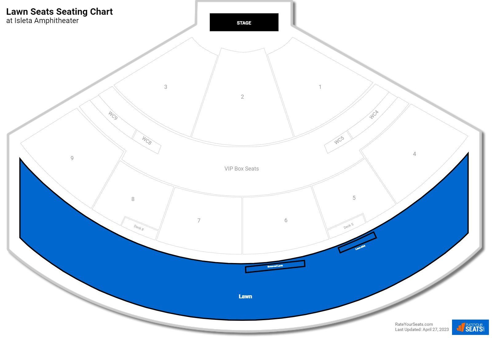 Concert Lawn Seats Seating Chart at Isleta Amphitheater