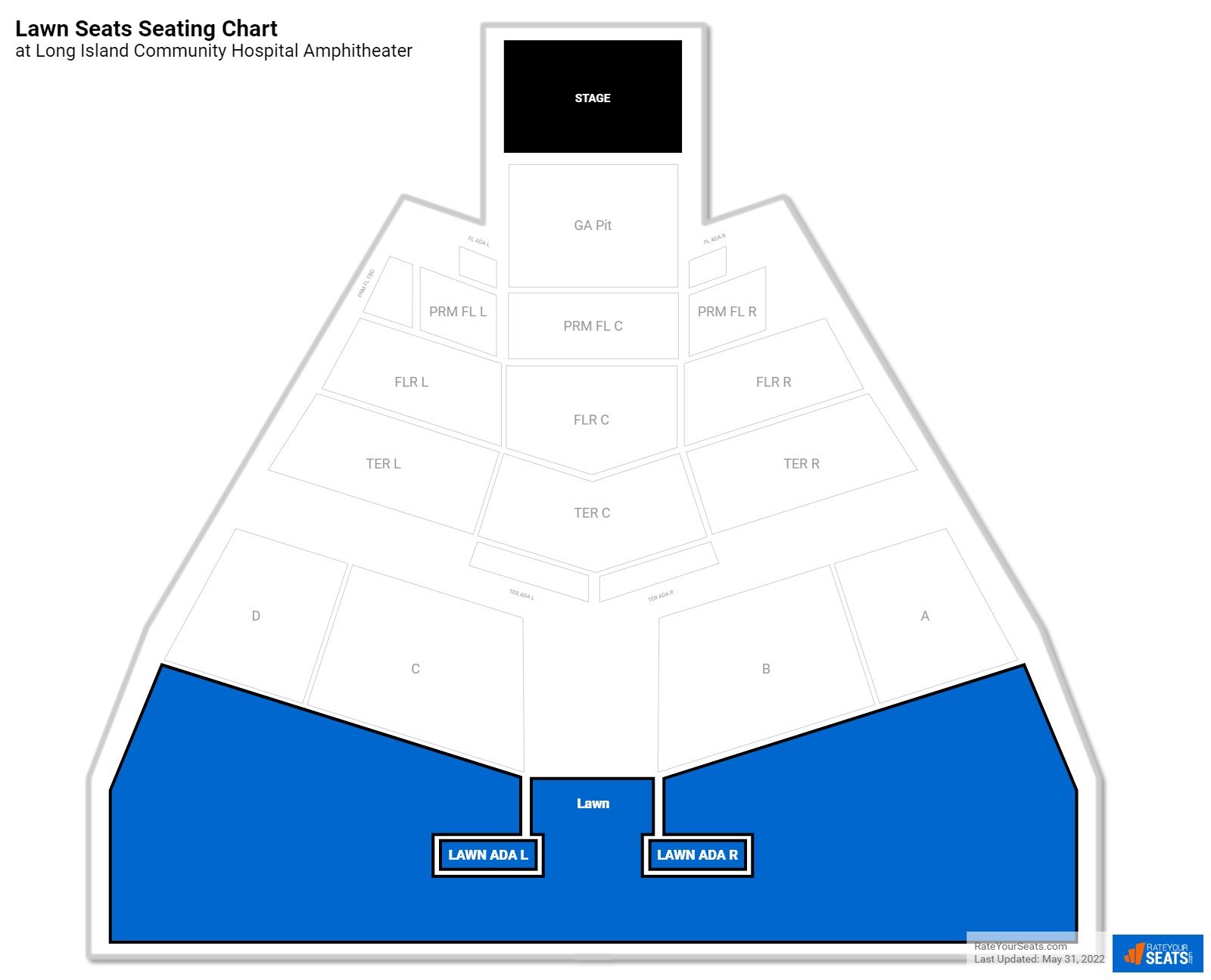 click to enlarge Concert Lawn Seats Seating Chart at Amphitheater at Bald Hill