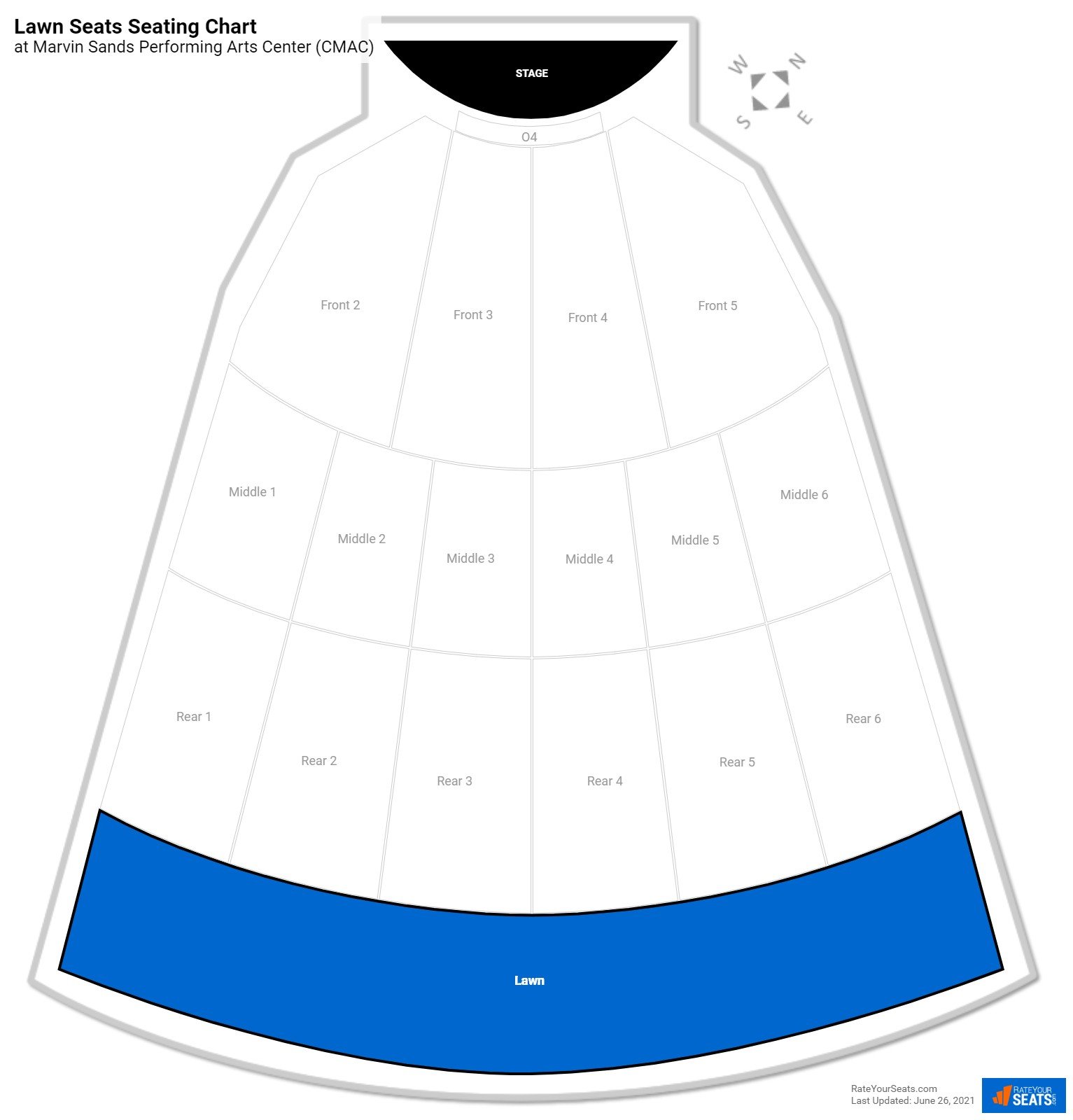 Concert Lawn Seats Seating Chart at CMAC (Marvin Sands Performing Arts Center)