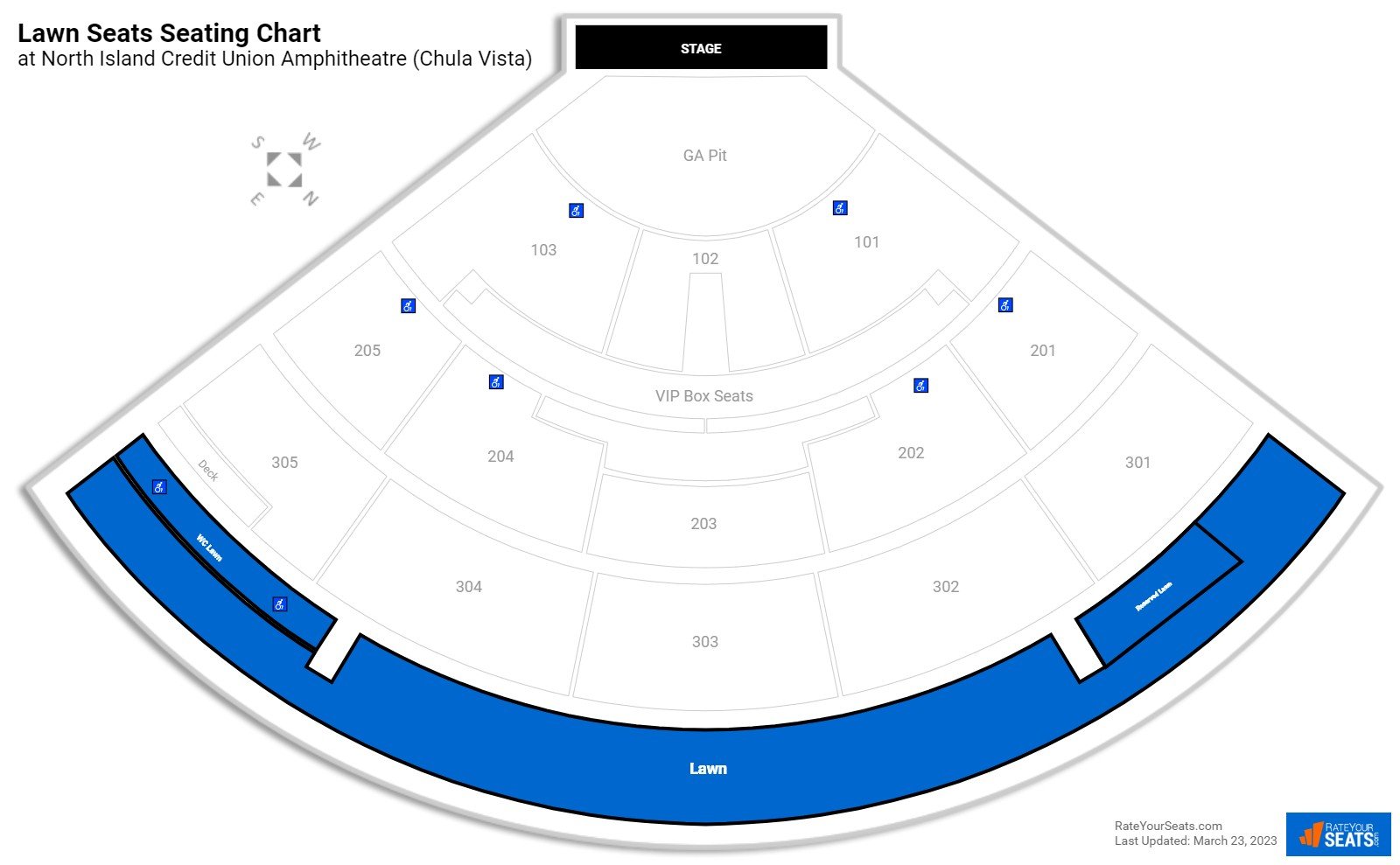 Concert Lawn Seats Seating Chart at North Island Credit Union Amphitheatre (Chula Vista)