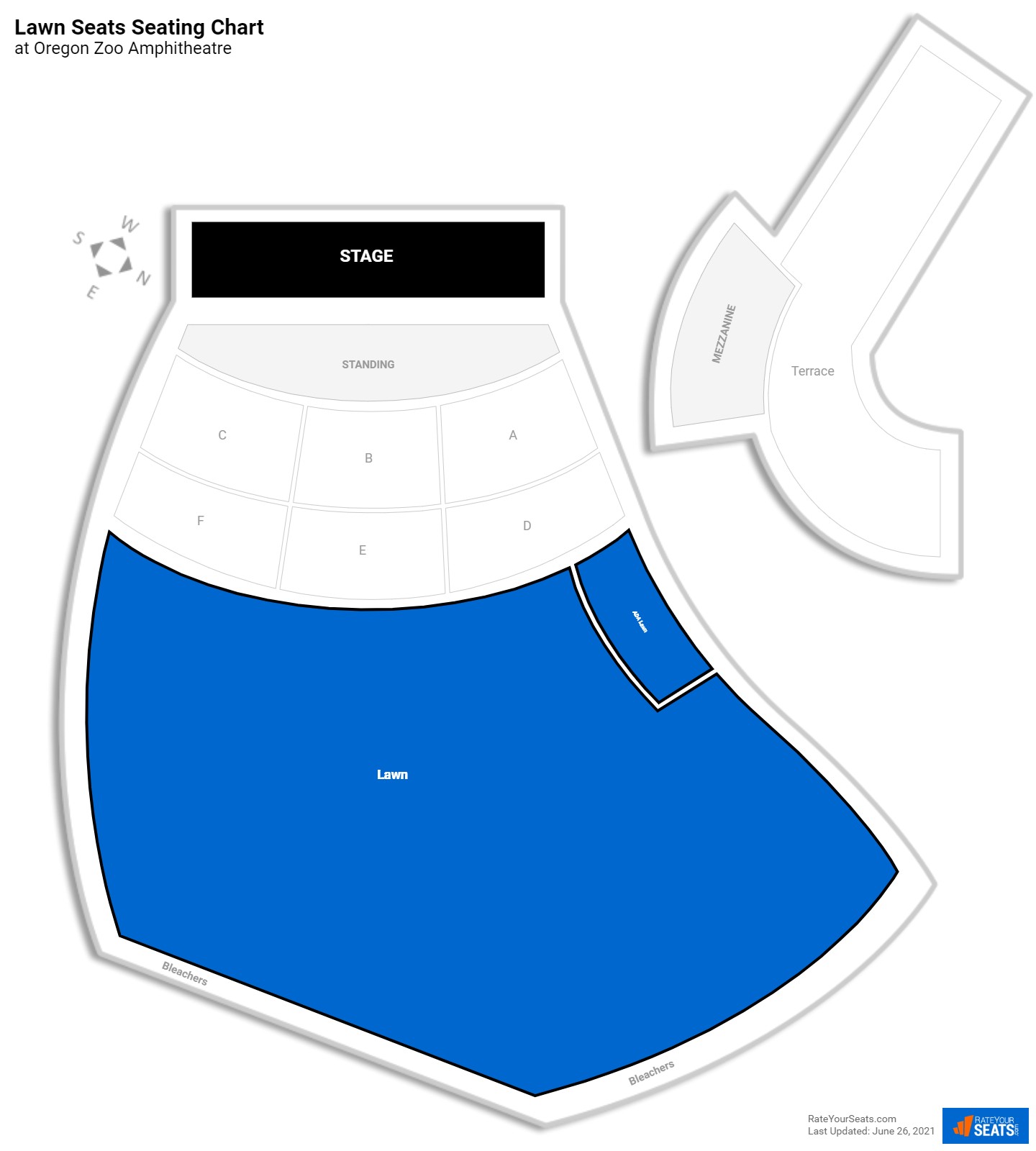 click to enlarge Concert Lawn Seats Seating Chart at Oregon Zoo Amphitheatre