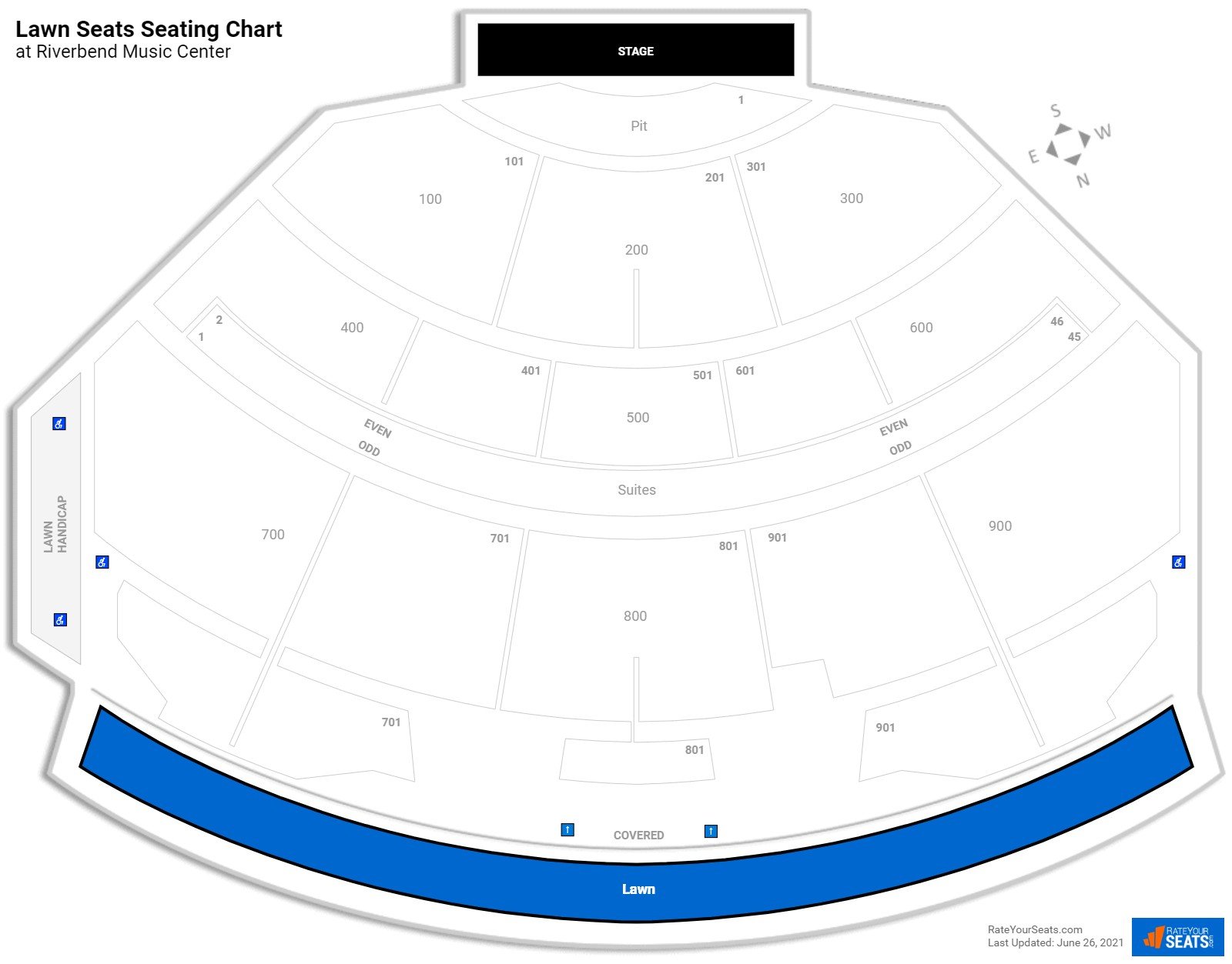 Concert Lawn Seats Seating Chart at Riverbend Music Center