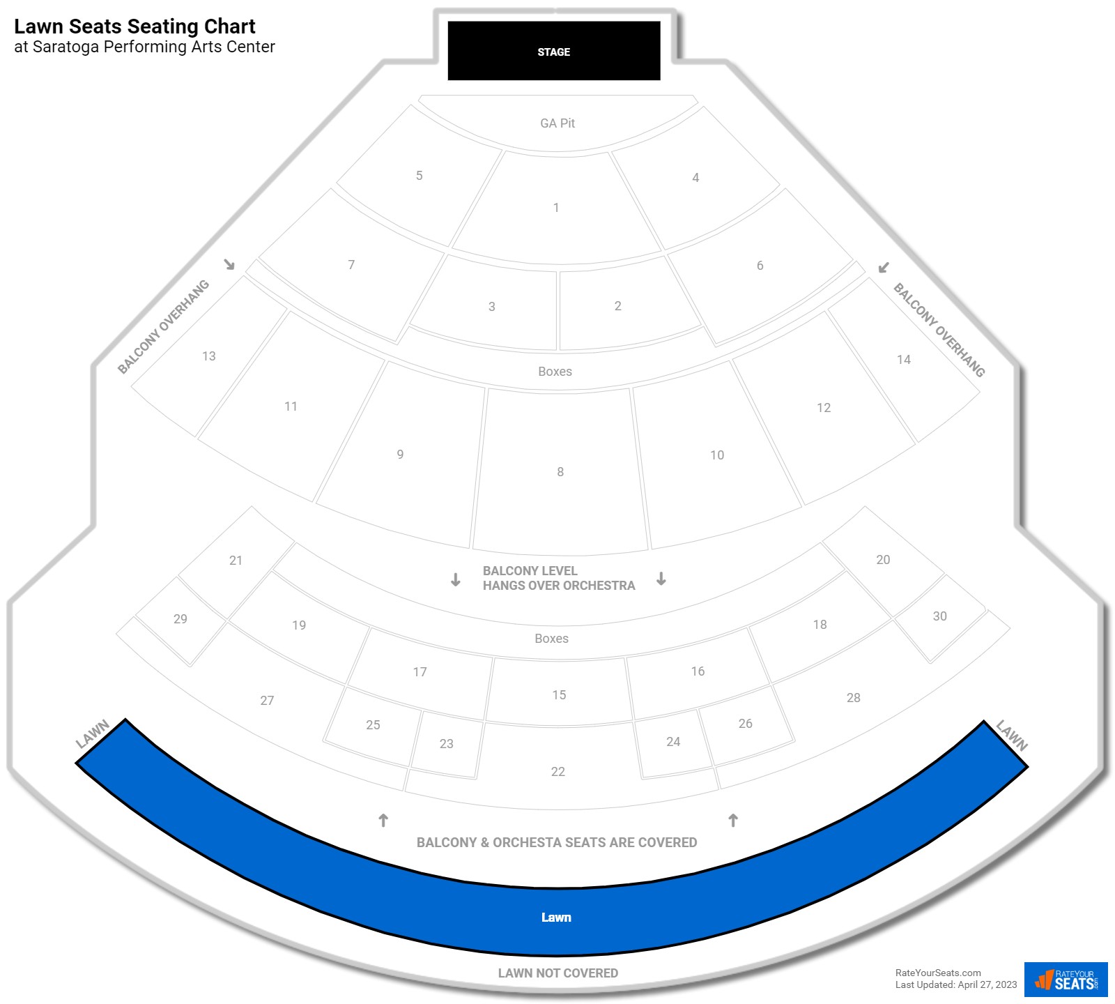 Concert Lawn Seats Seating Chart at Saratoga Performing Arts Center