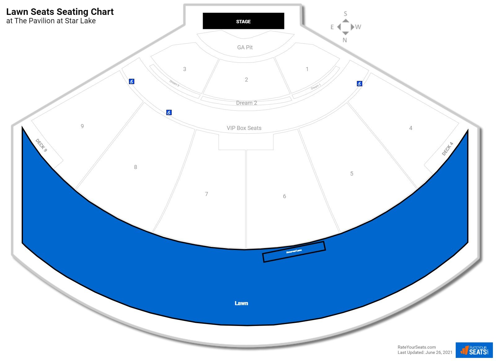 Concert Lawn Seats Seating Chart at The Pavilion at Star Lake