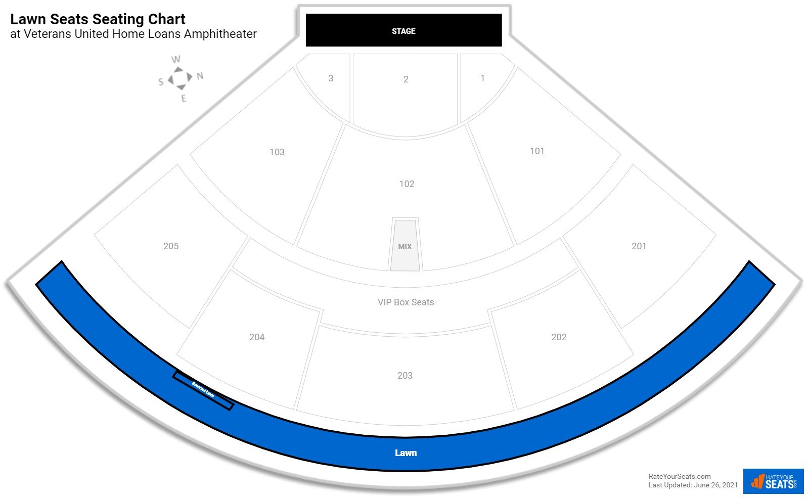 click to enlarge Concert Lawn Seats Seating Chart at Veterans United Home Loans Amphitheater