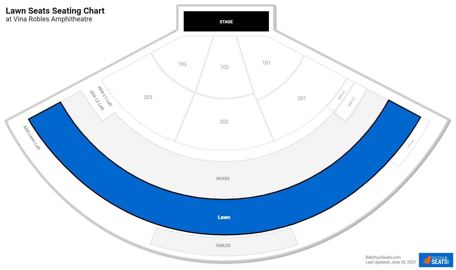 Concert Lawn Seats Seating Chart at Vina Robles Amphitheatre