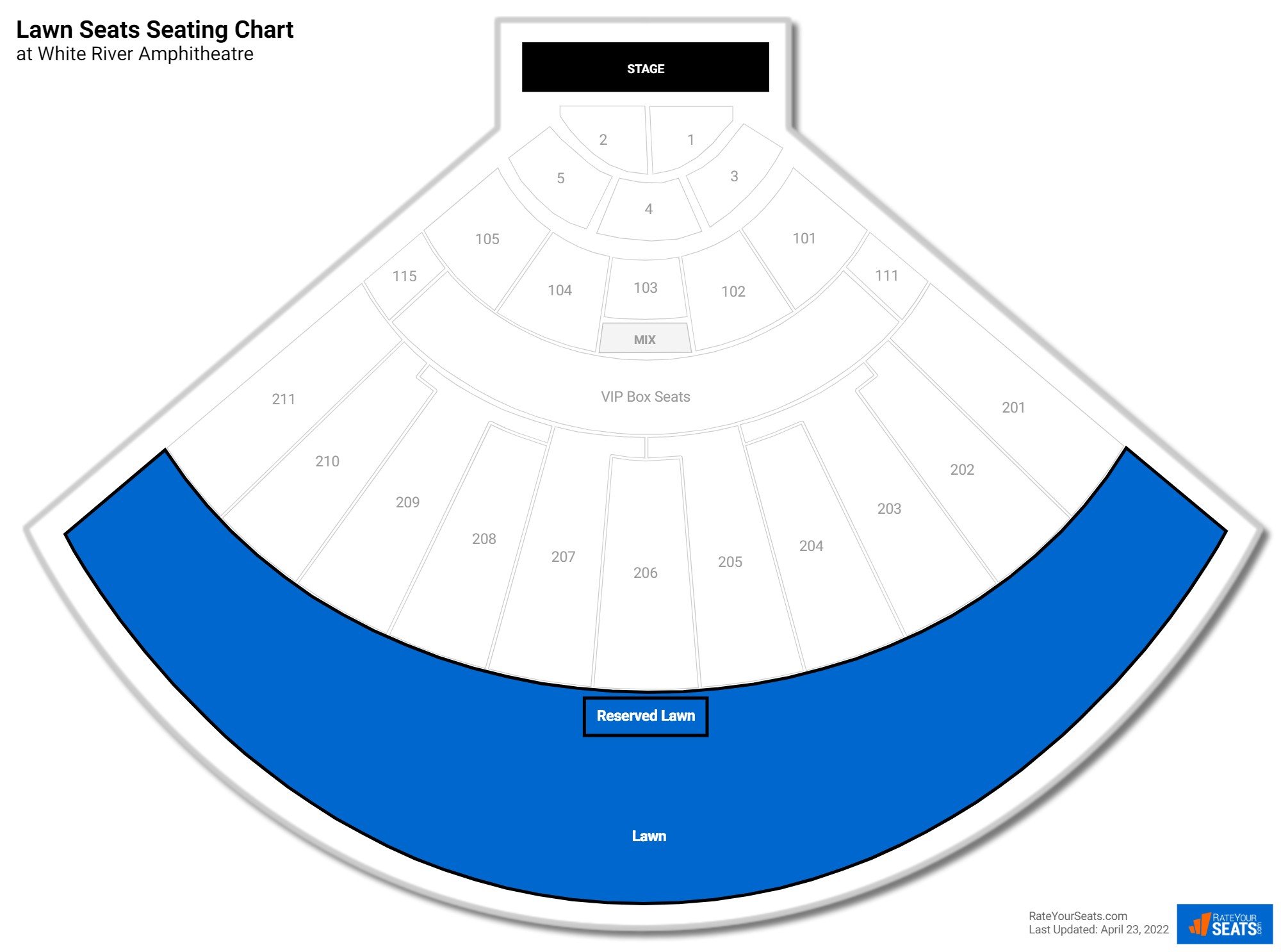 Concert Lawn Seats Seating Chart at White River Amphitheatre