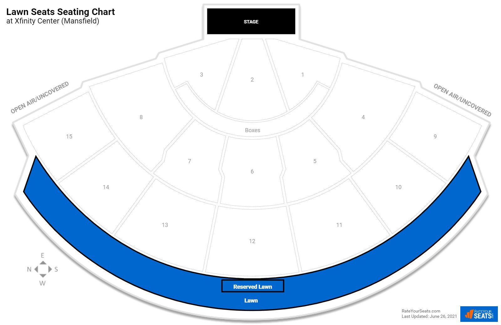 Concert Lawn Seats Seating Chart at Xfinity Center (Mansfield)
