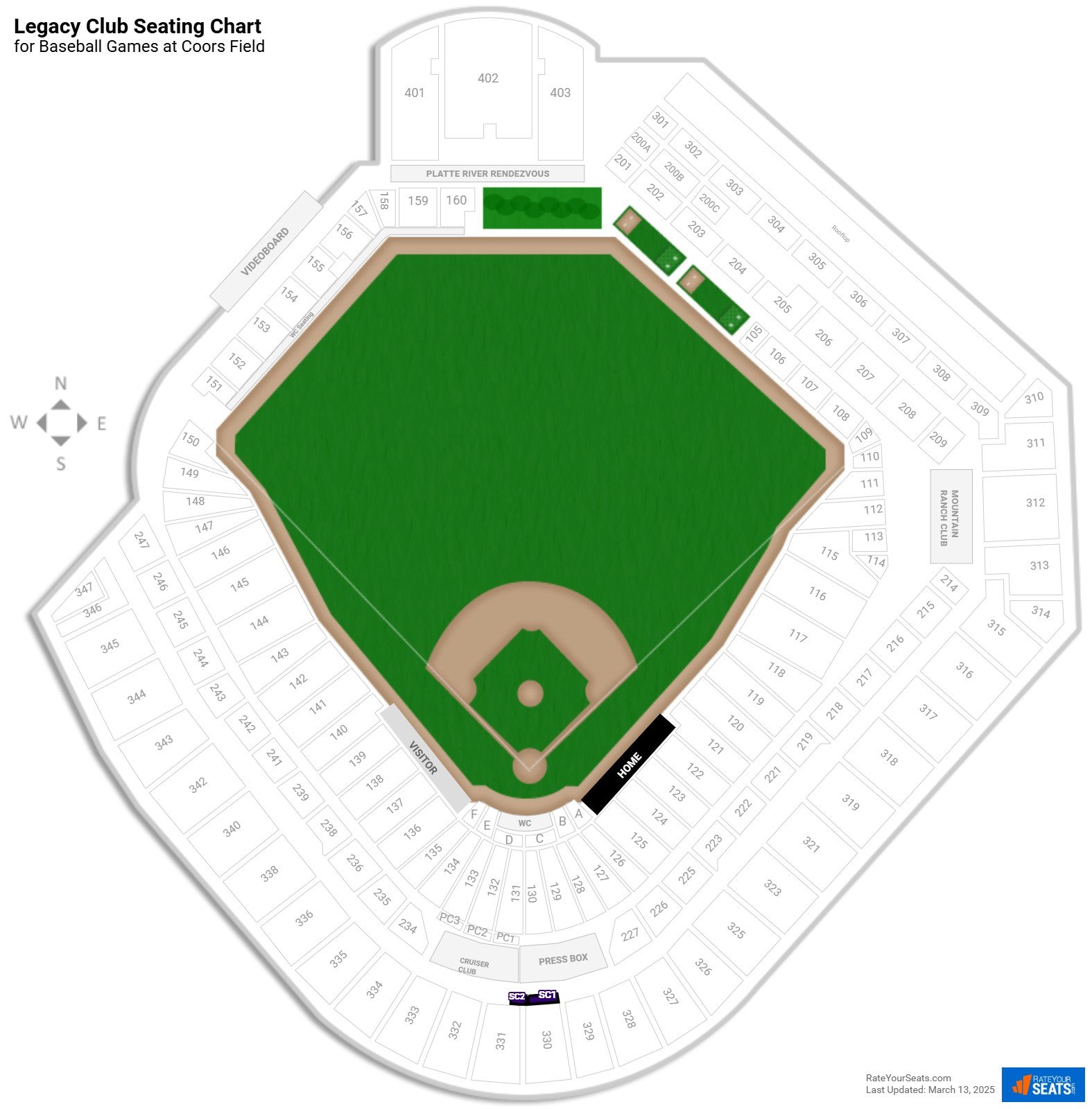 click to enlarge Baseball Legacy Club Seating Chart at Coors Field