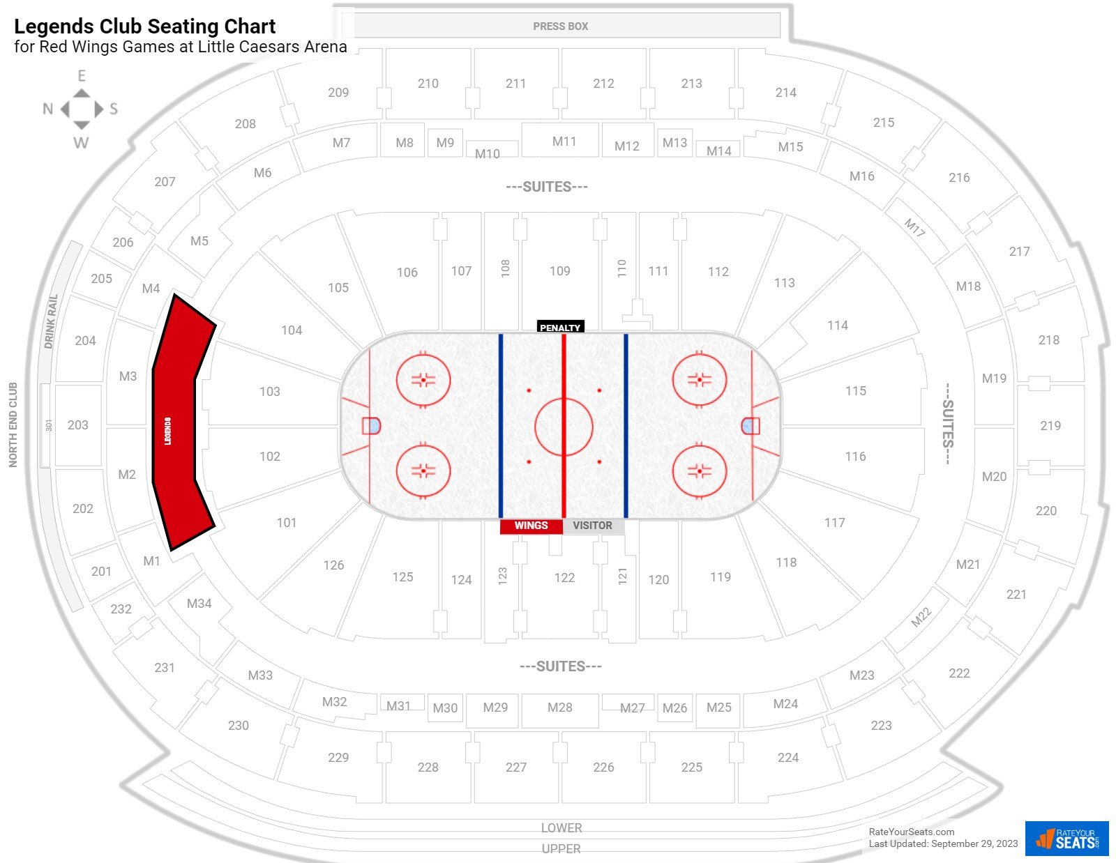 Little Caesars Arena Seating Map Red Wings Elcho Table