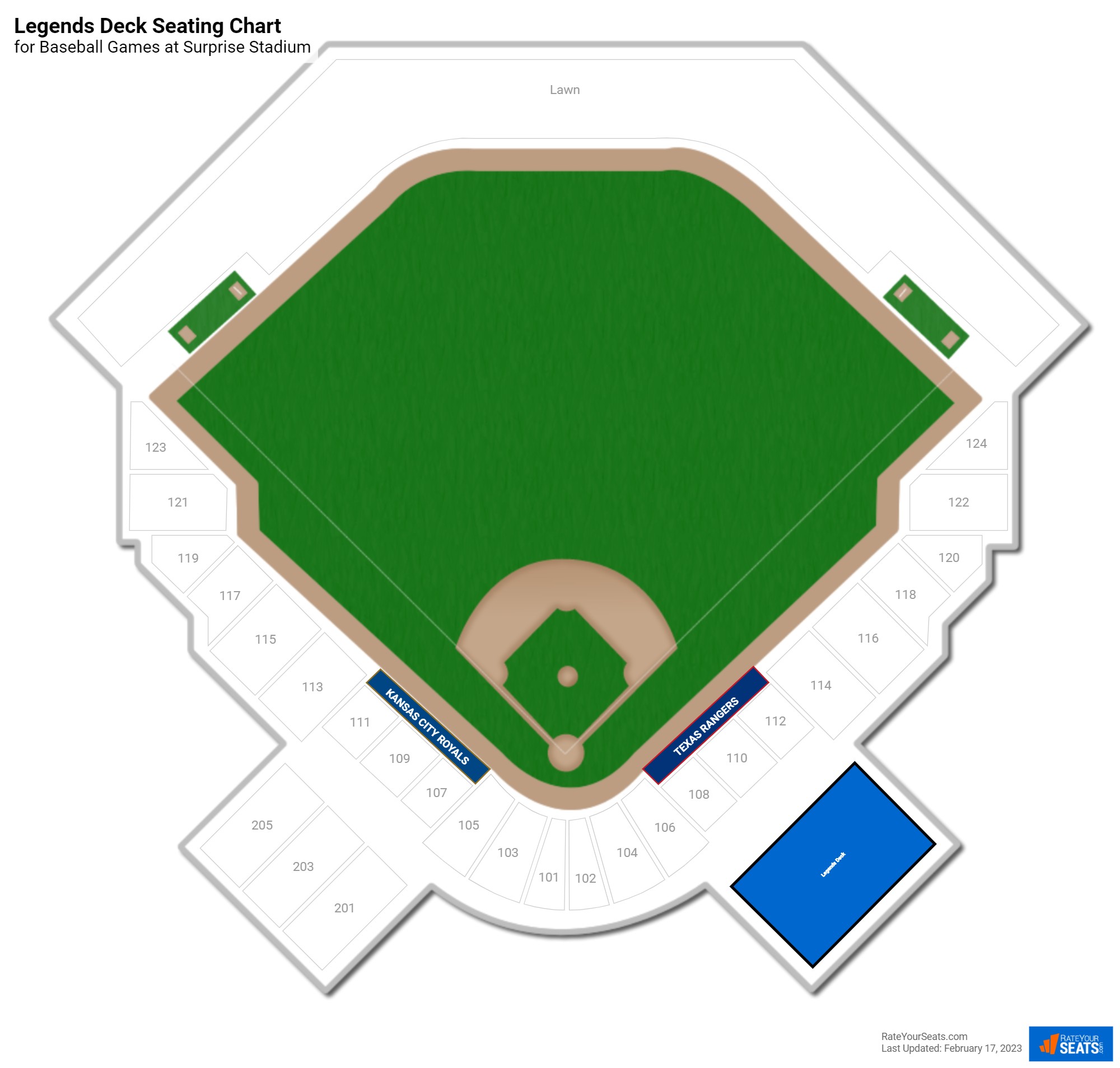 click to enlarge Baseball Legends Deck Seating Chart at Surprise Stadium