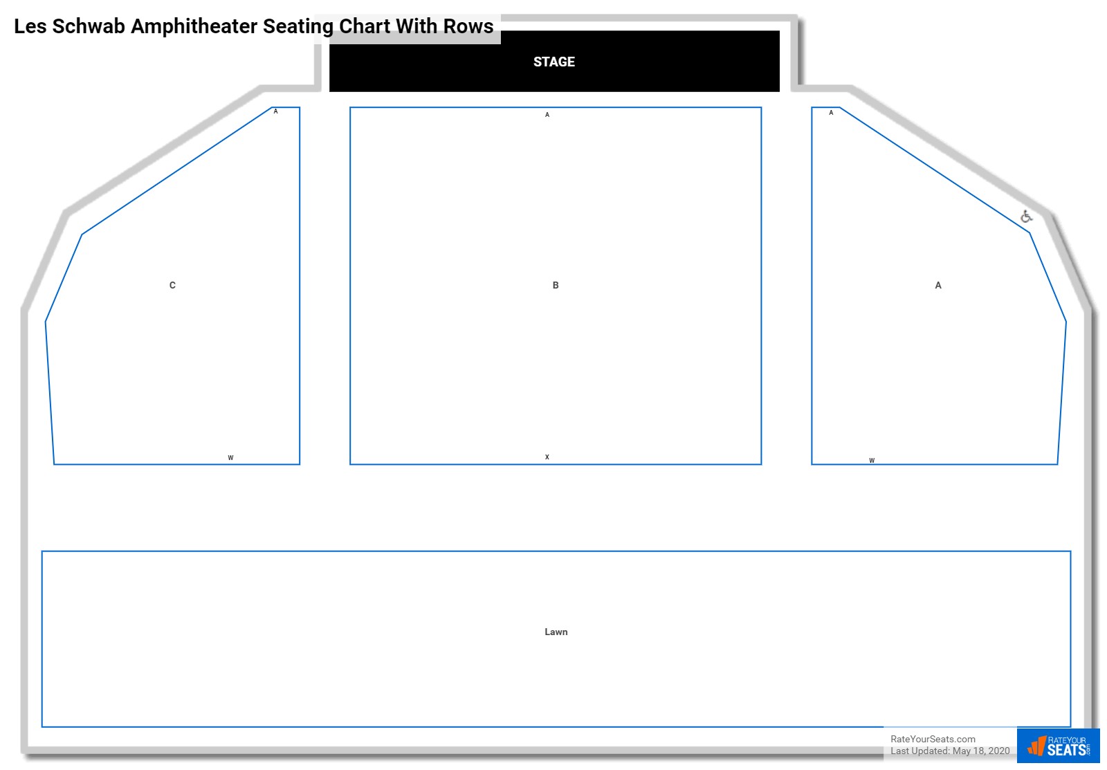 Les Schwab Amphitheater seating chart with rows